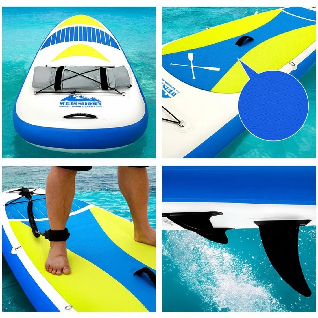 2 Weisshorn Stand Up Paddle Board 11ft Inflatable SUP Surfboard Paddleboard Kayak Surf - Yellow, 2 of 4