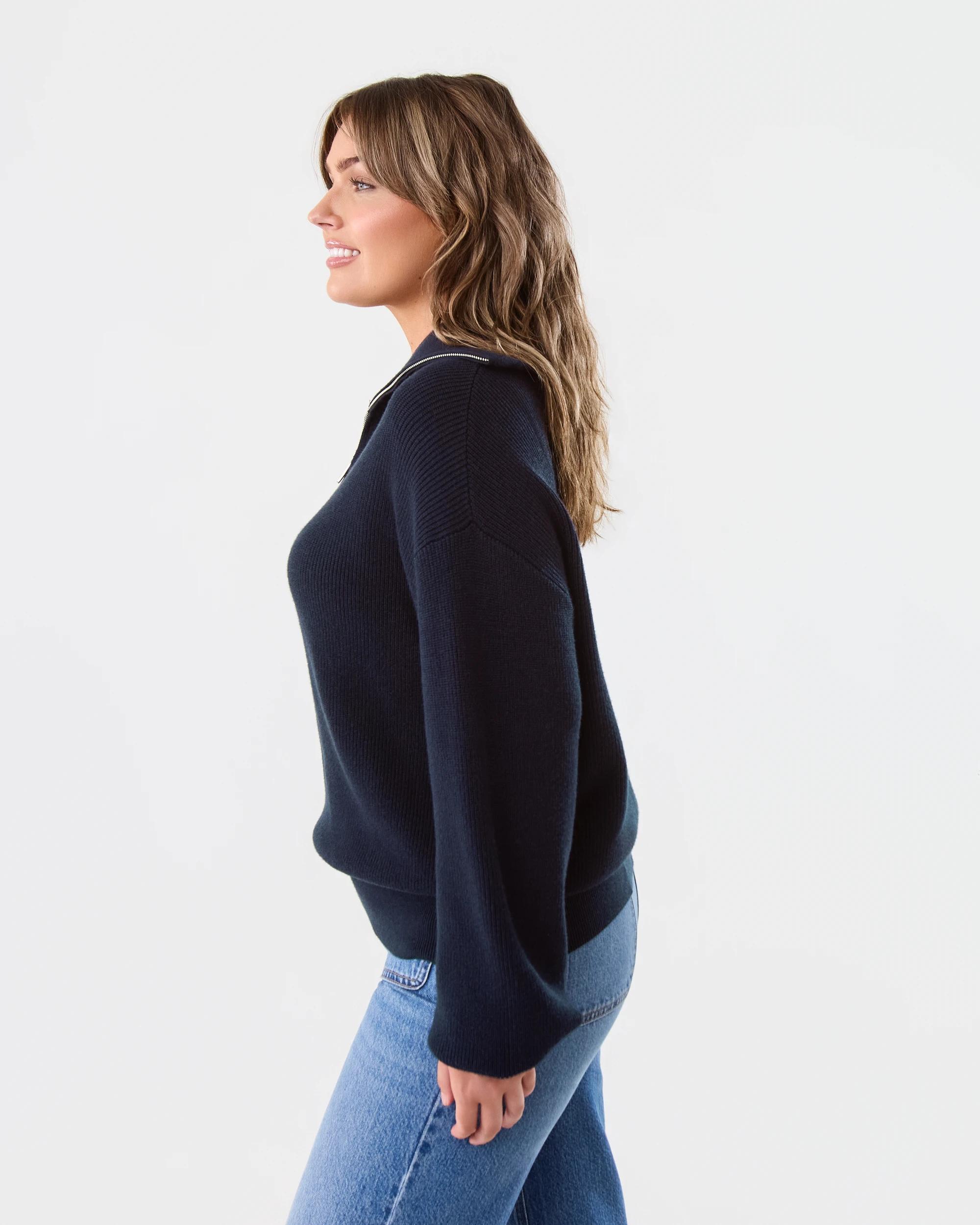 2 Ribbed Zip Through Jumper Blu Pcoat, 2 of 5