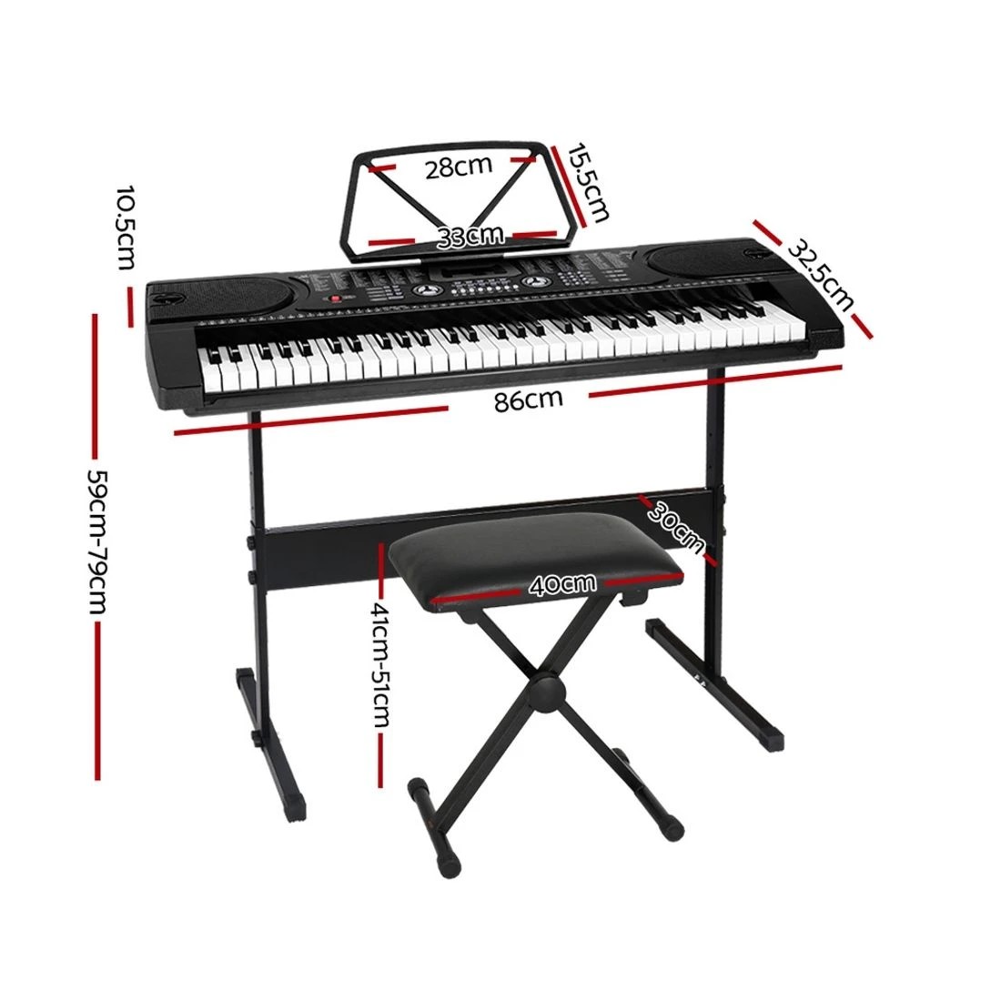 1 Alpha 61 Keys Electronic Piano Keyboard Digital Electric w/ Stand Stool - Black, 1 of 4
