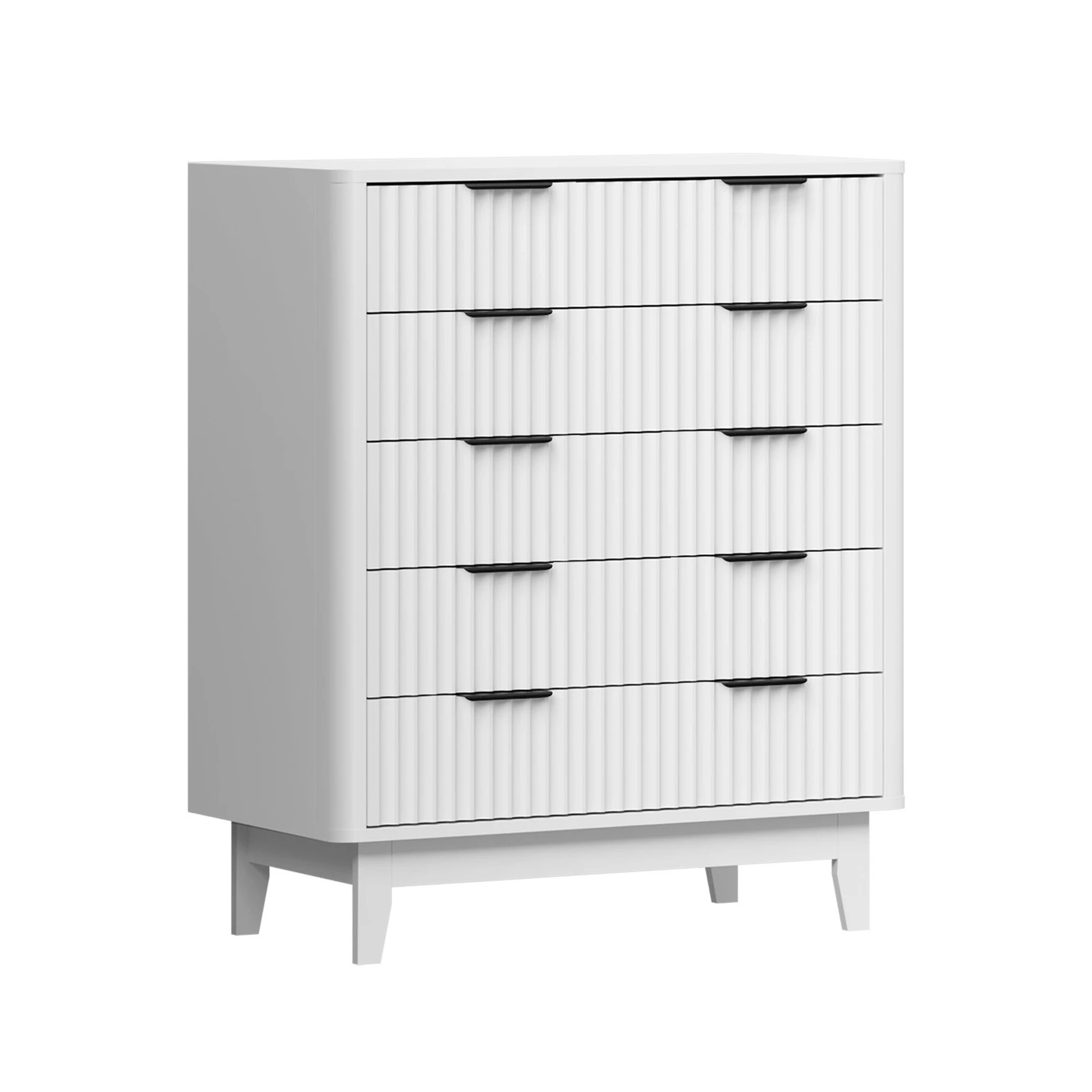 6 Oikiture 5 Chest Of Drawers Storage Cabinet Dressers Tallboy Stripe
 - White, 6 of 9