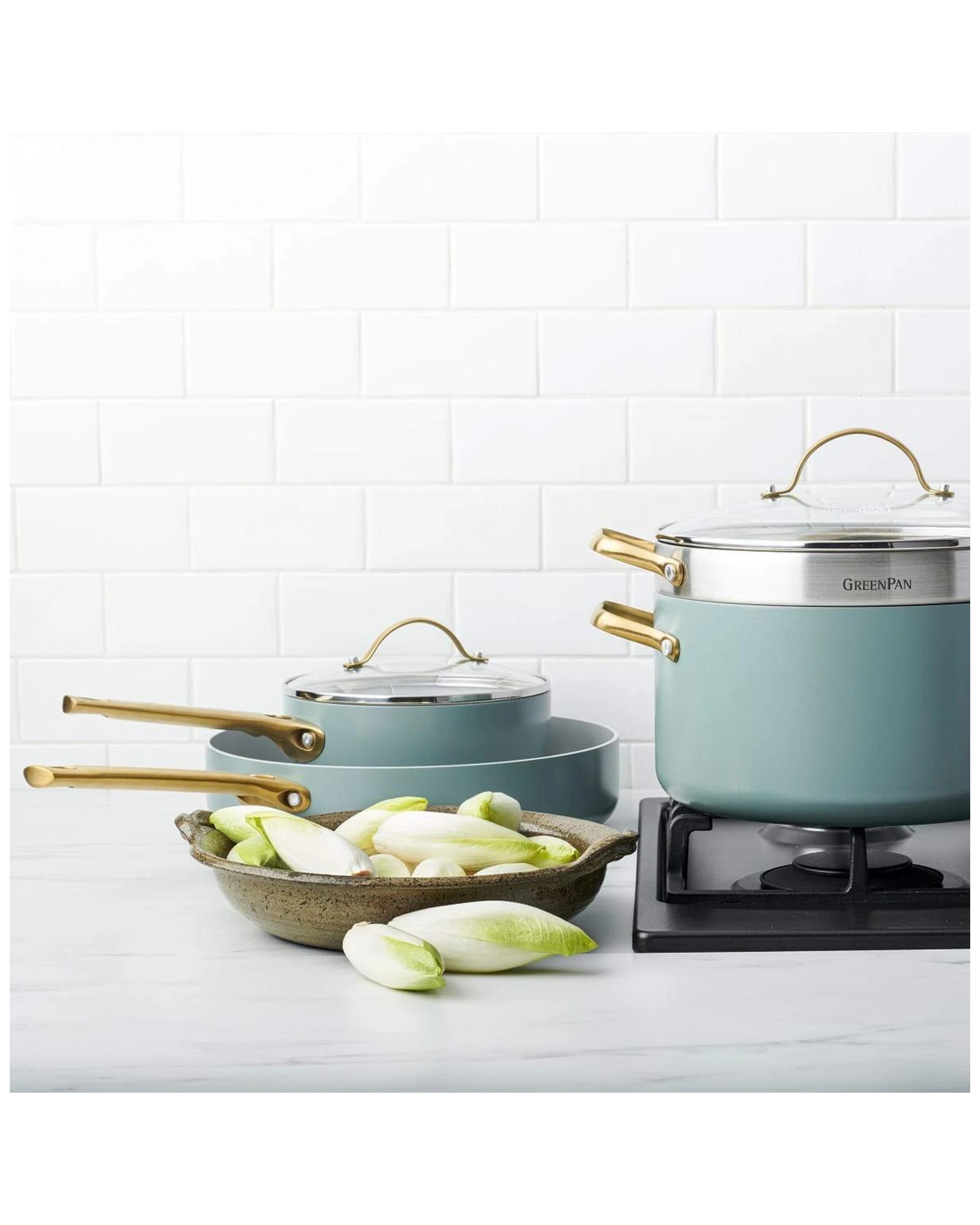 4 6pc Greenpan Padova Smokey Sky Kitchen Frypan Cookware Set Blue Home Cooking - Blue, 4 of 5