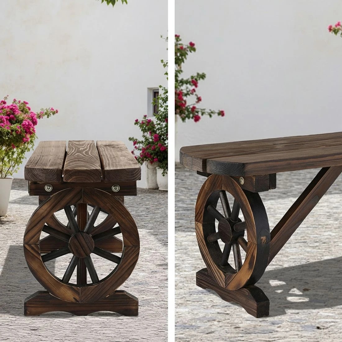 5 Gardeon Outdoor Garden Bench Seat Wooden Patio Furniture Wagon Dining Chair - Brown, 5 of 7