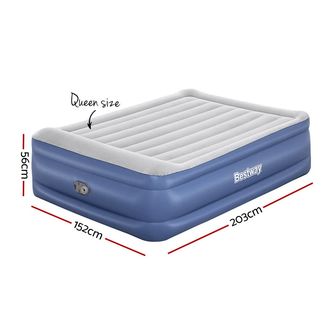 2 Bestway Air Mattress Queen Inflatable Bed 56cm Airbed 56cm - Blue, 2 of 2