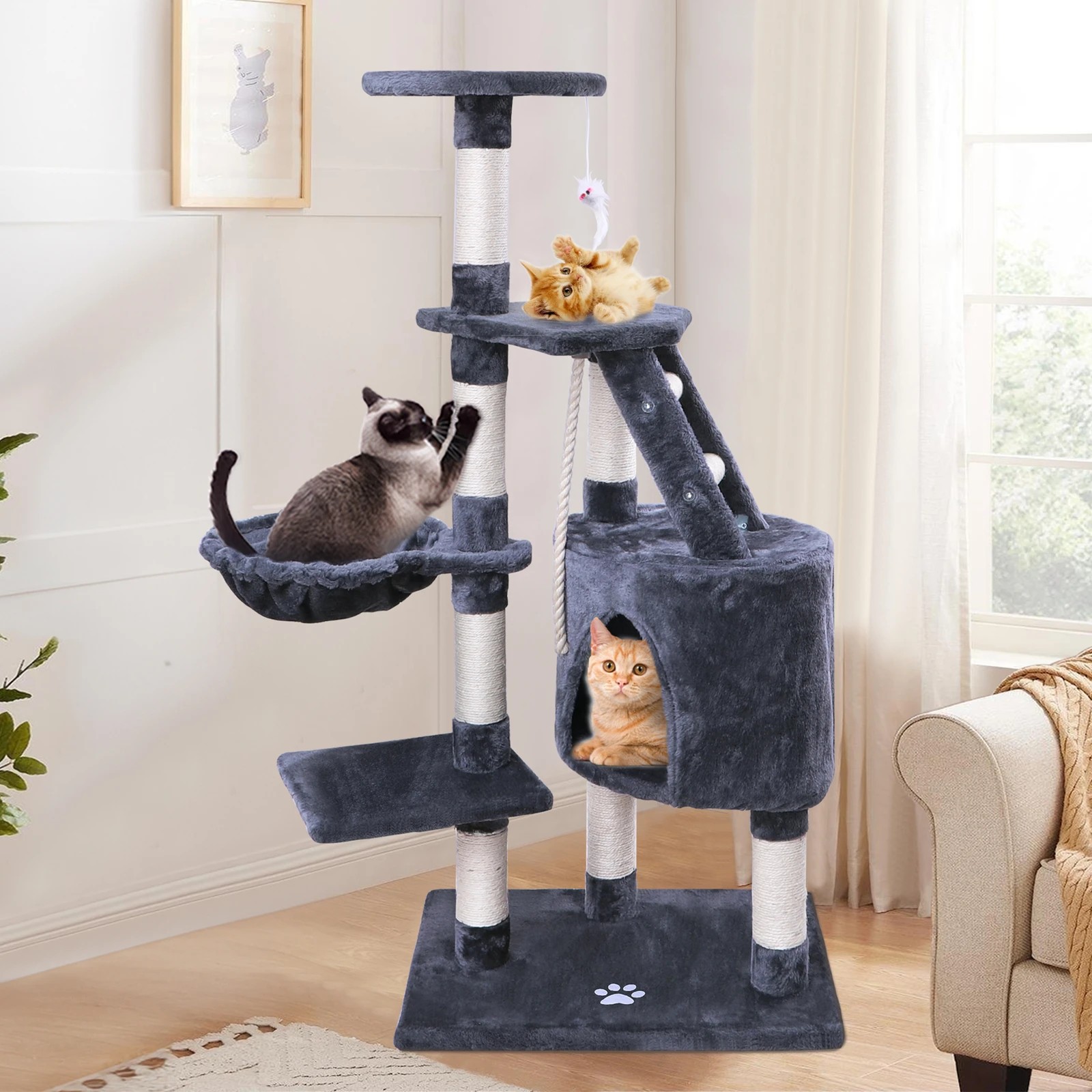 7 Beastie Cat Tower 120CM - Grey, 7 of 7