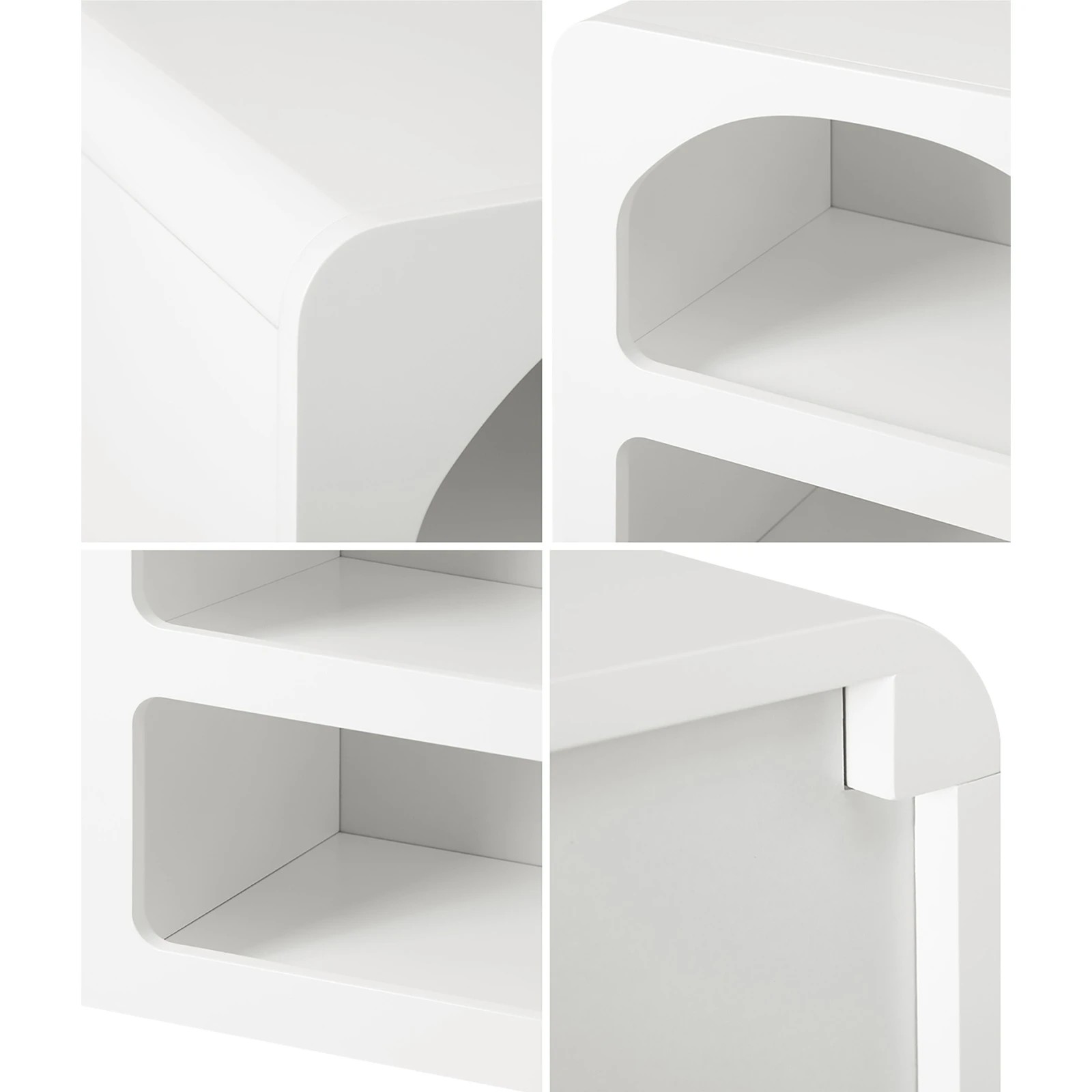 5 Oikiture Bedside Tables Set of 2 Display Shelf Storage Cabinet Nightstand - White, 5 of 9