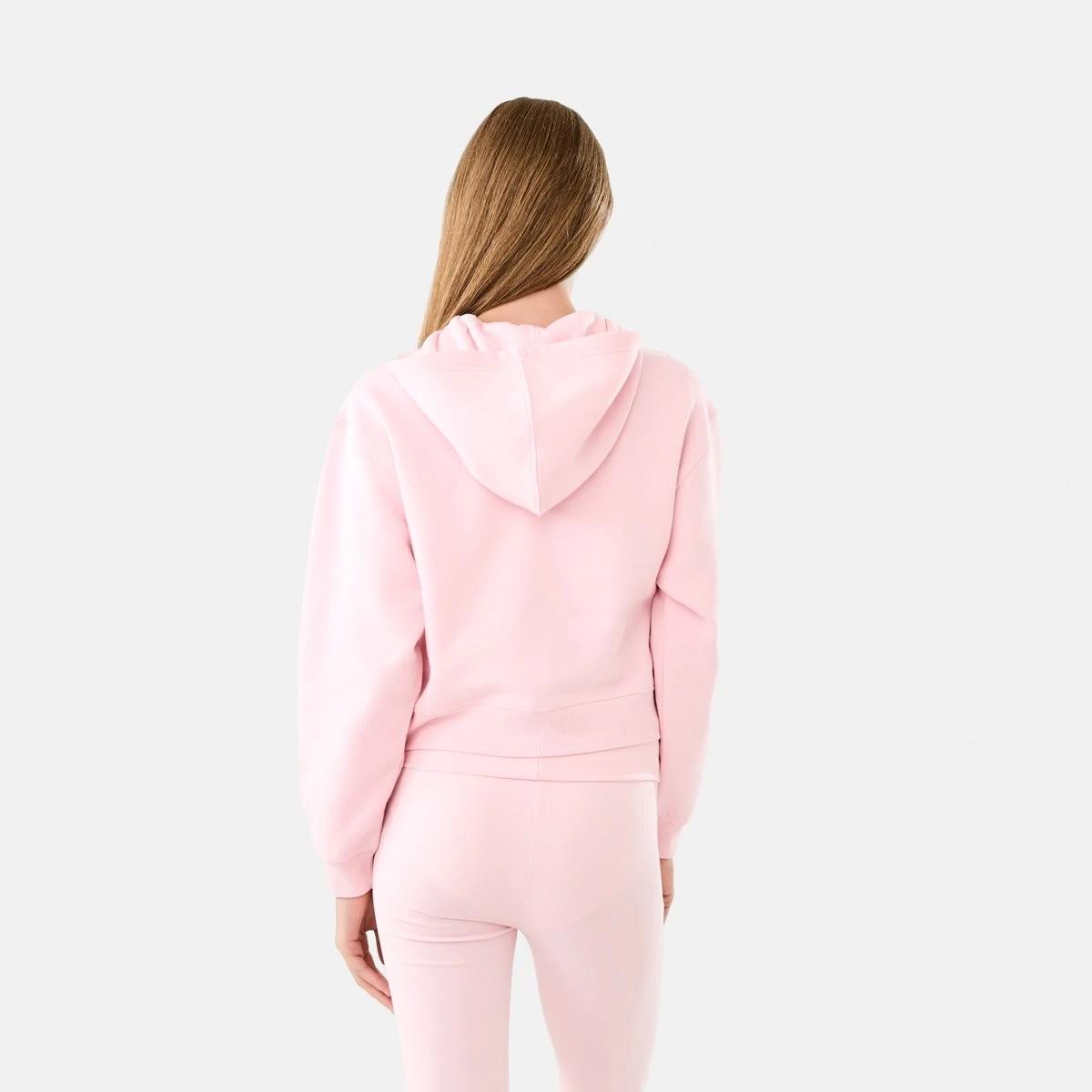 2 Cropped Zip Through Hoodie Pearl Pink, 2 of 10