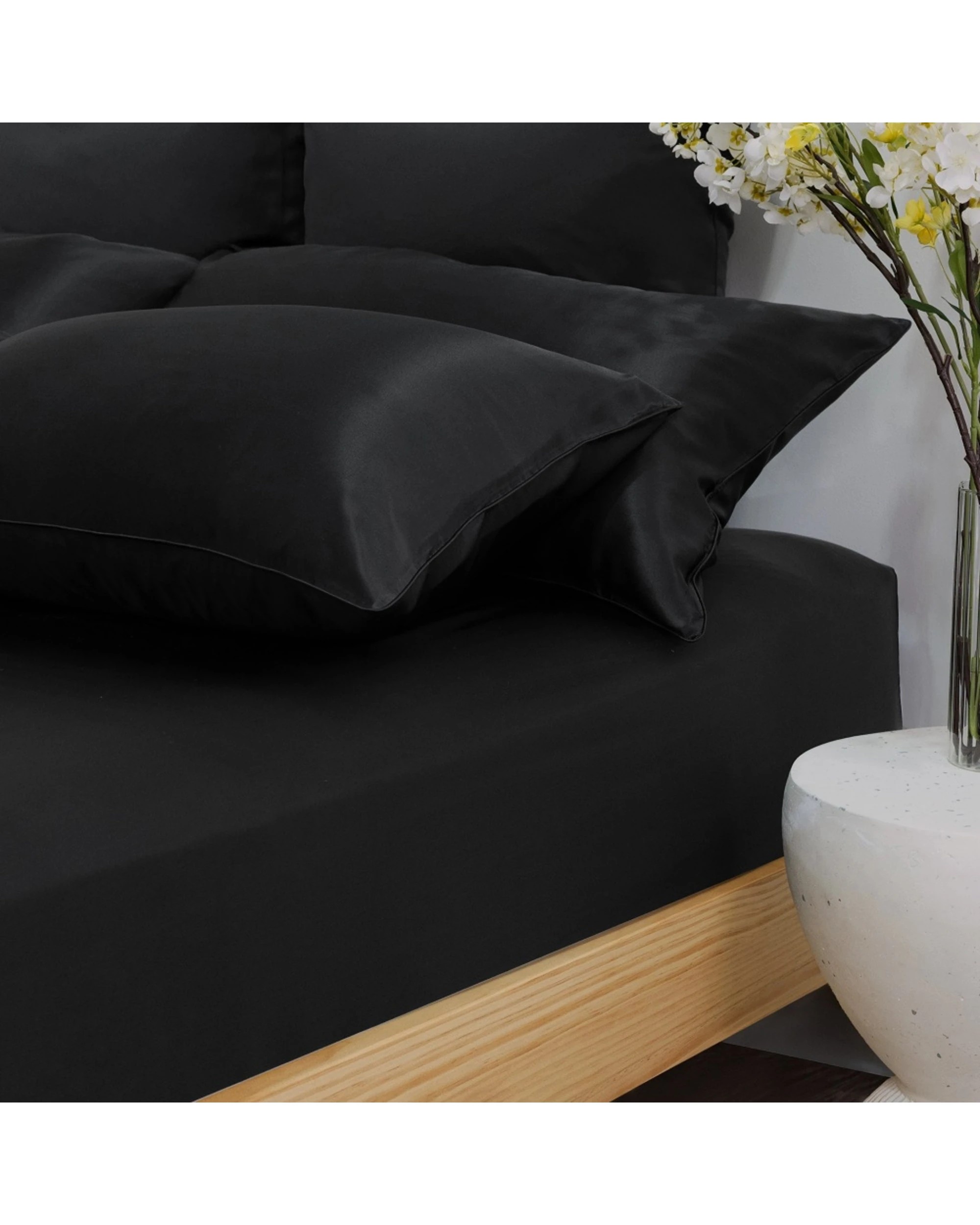 5 Bedding co Sheet Set 100% Mulberry Silk 22 Momme - King Single Bed - Black, 5 of 8