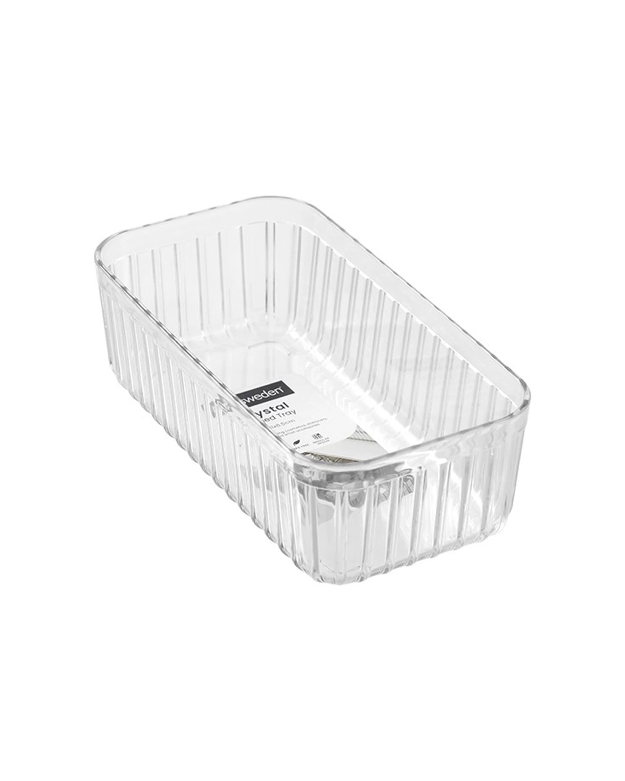2 Boxsweden 18PK Crystal Ribbed Tray Home Organiser Storage Container - Clear, 2 of 4