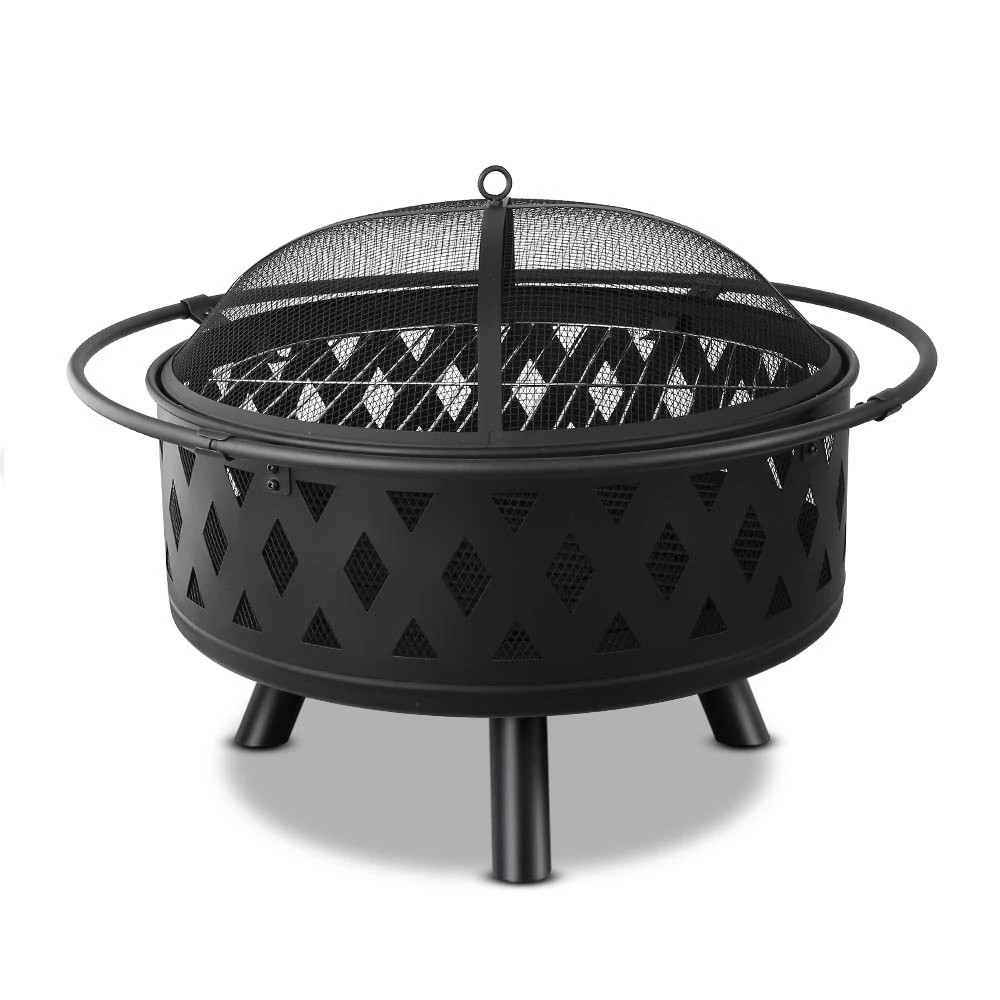 1 Grillz Fire Pit BBQ Grill 82cm - Black, 1 of 6