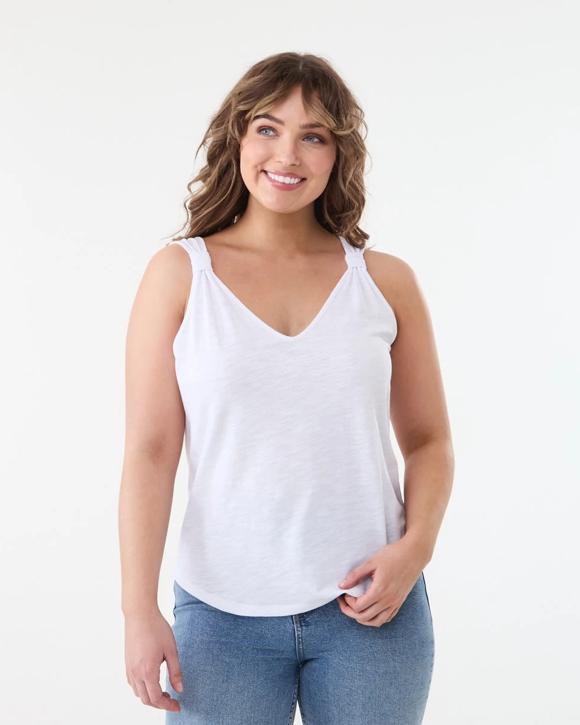 Sleeveless Knot Detail V-Neck Tank
