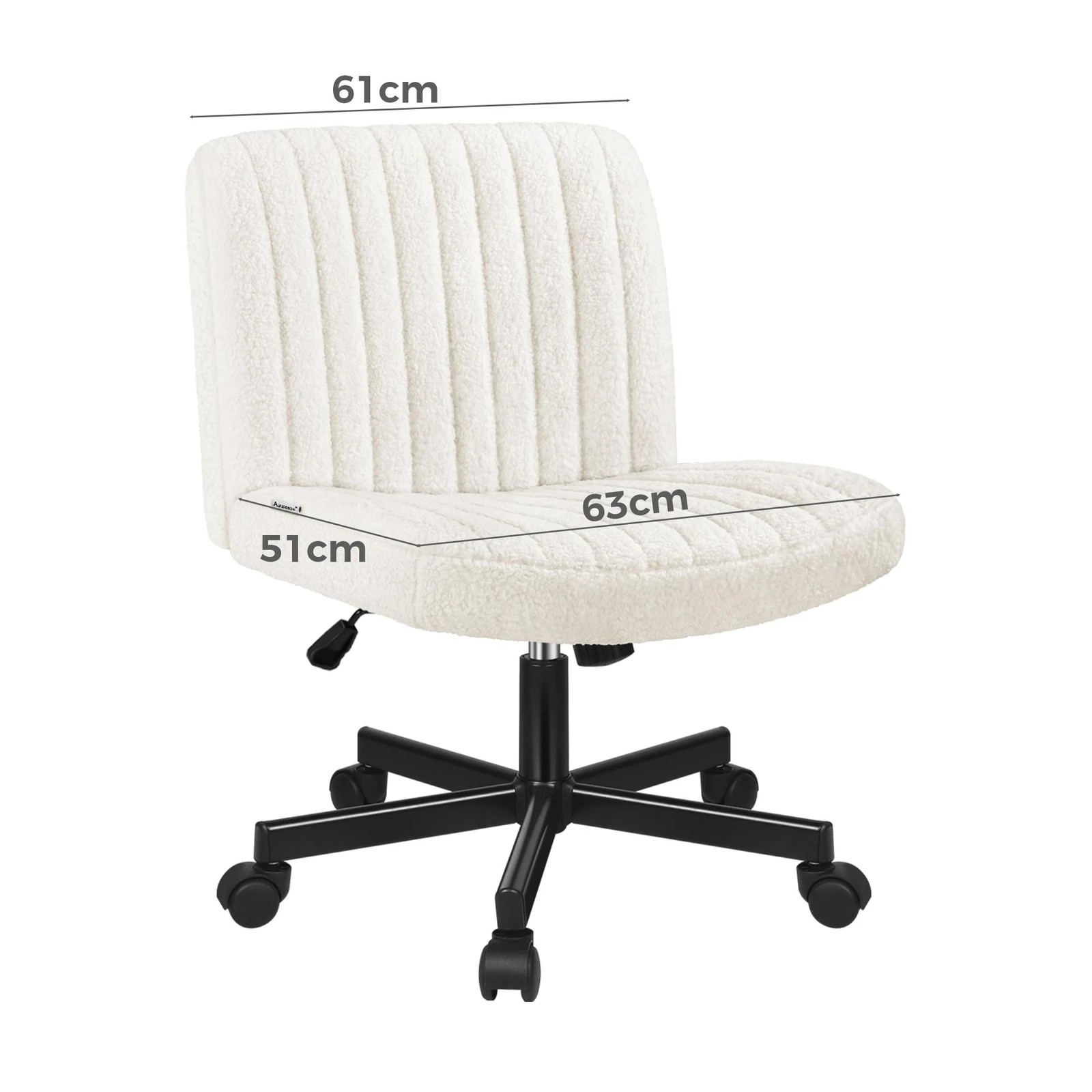 8 Alfordson Office Desk Chair Computer Armless Wide Seat Mid Back Boucle - White, 8 of 9