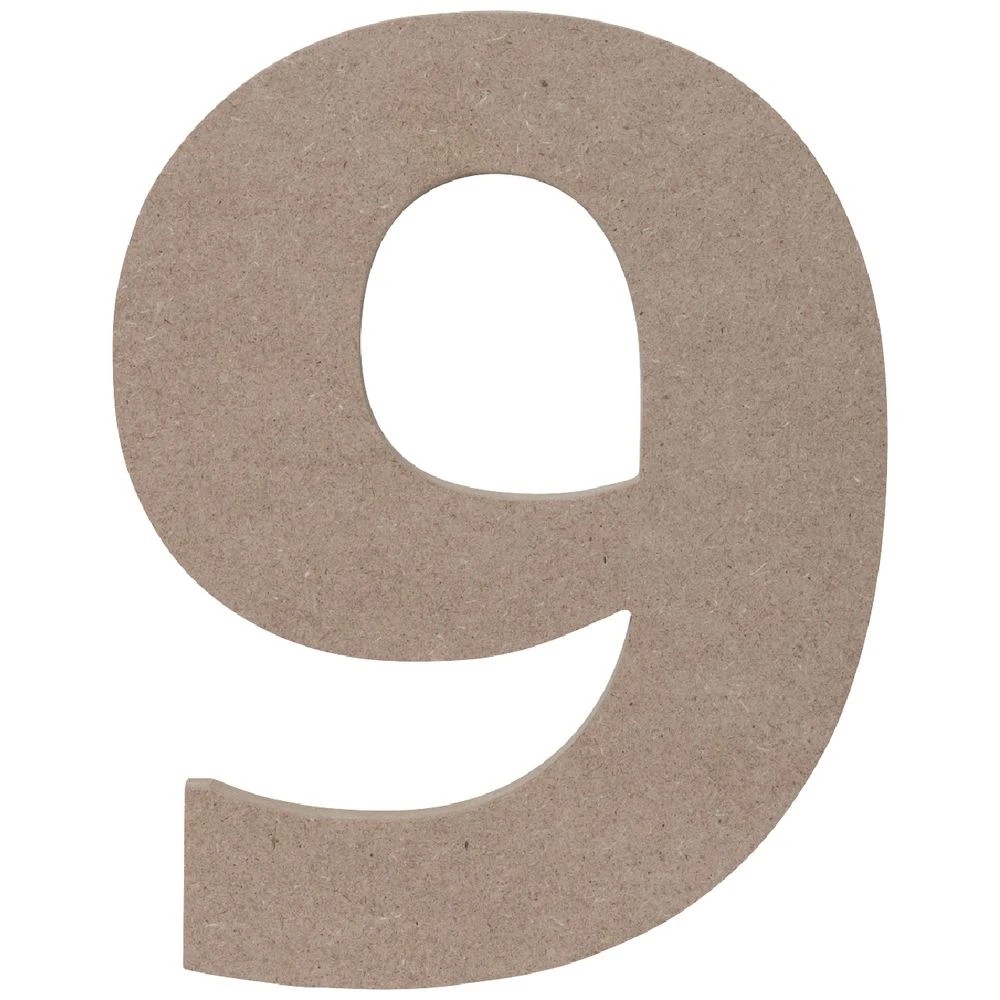 1 Born Wooden Number 9 20cm, 1 of 3