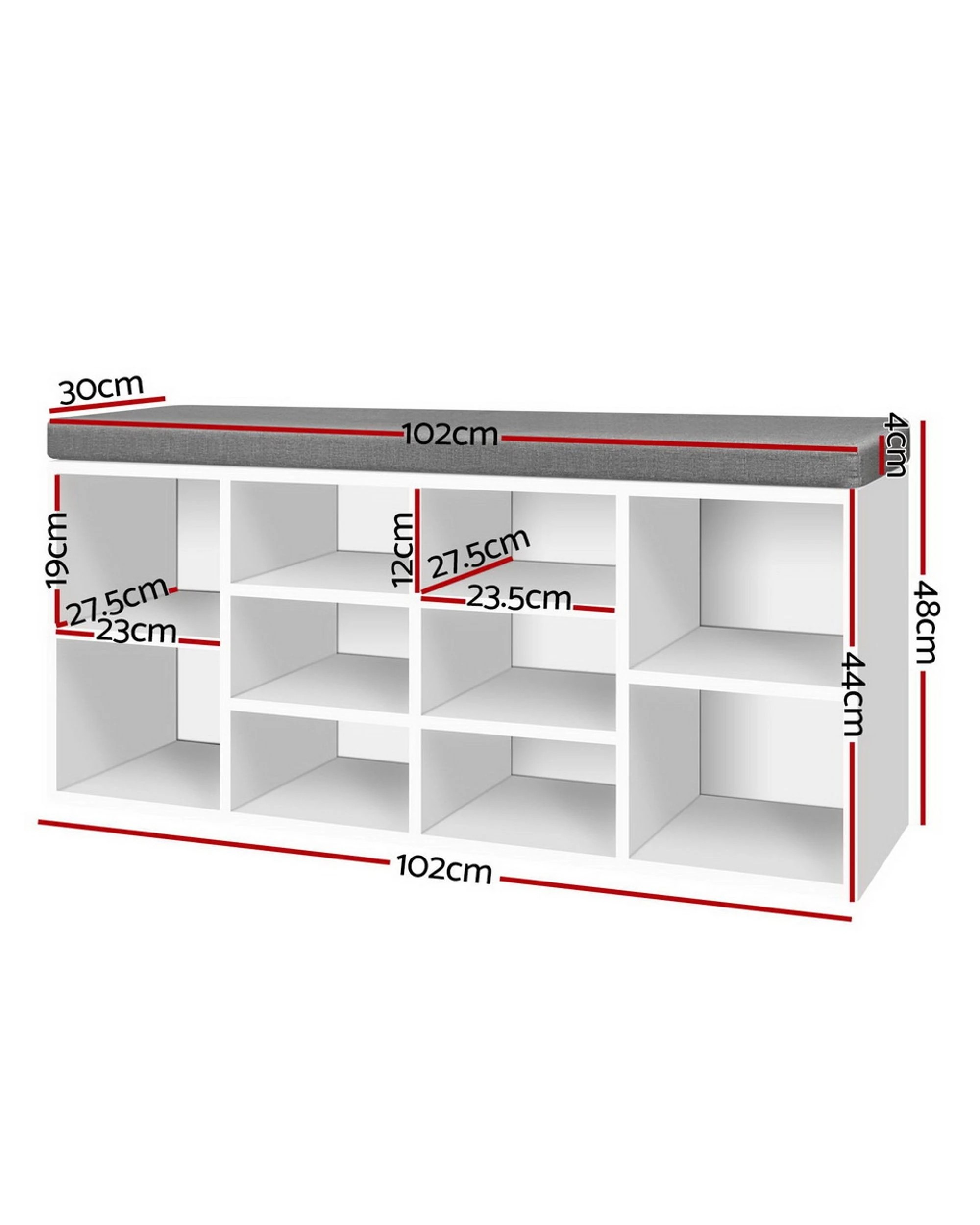 2 Artiss Shoe Rack Storage Cabinet Bench BOA - White, 2 of 10