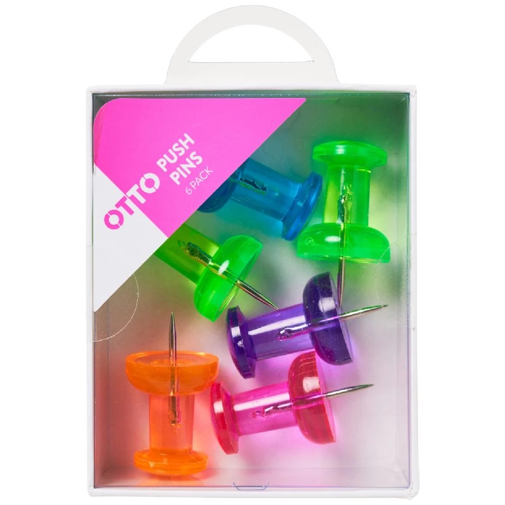 1 Otto Jumbo Push Pins Assorted 6 Pack, 1 of 2