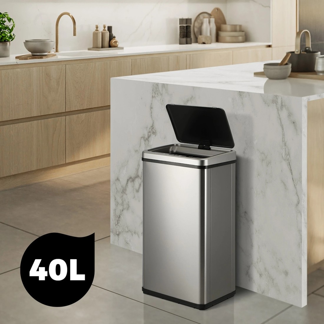 9 Oikiture 40l Motion Sensor Rubbish Bin
 - Silver, 9 of 10