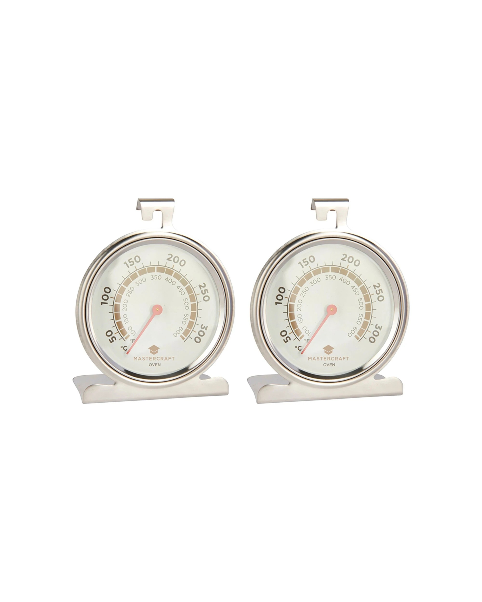 1 Mastercraft 2PK Round 10cm Stainless Steel Oven Thermometer Easy Read Dial - Silver, 1 of 6