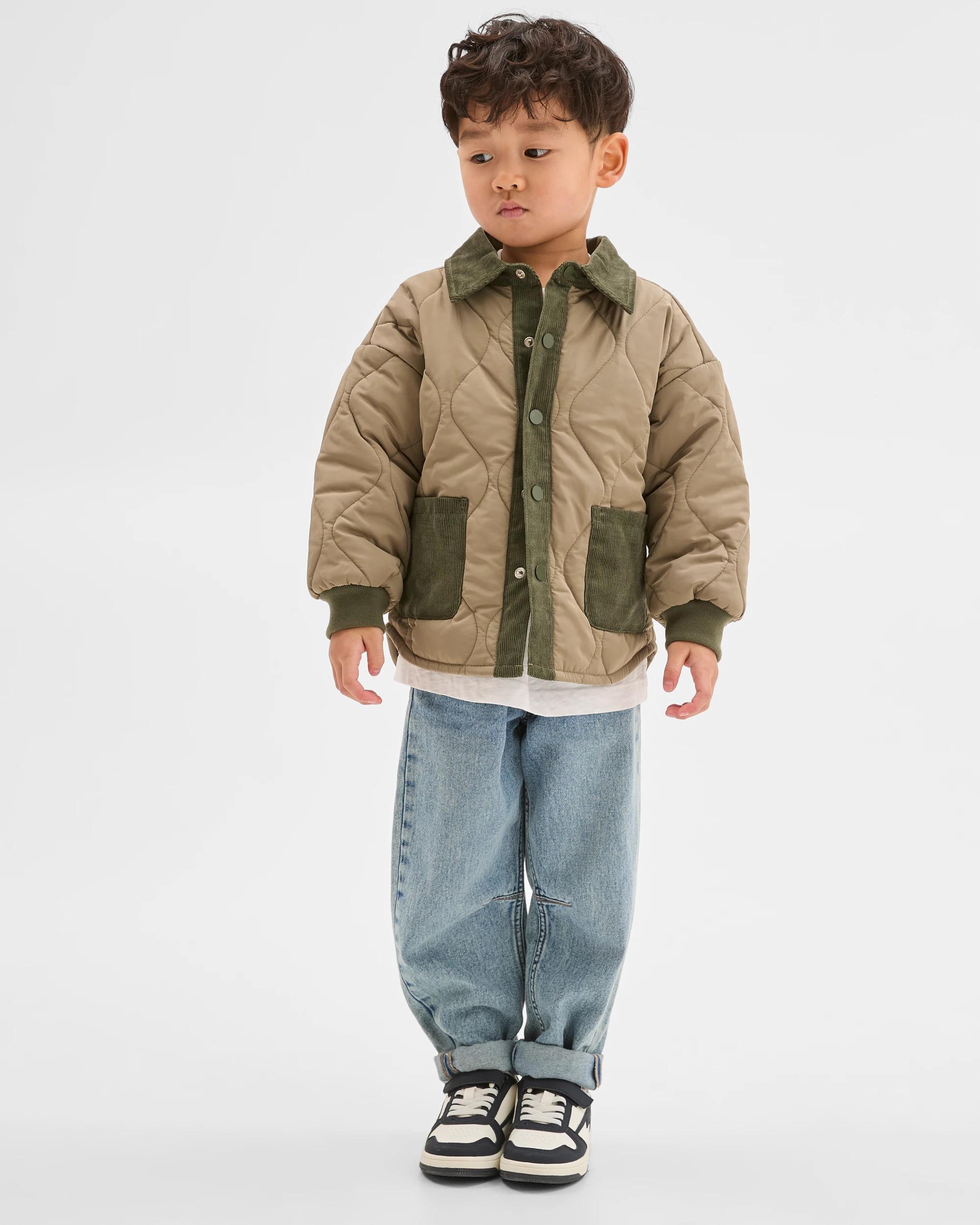 2 Target Kids Quilted Puffer Collar Jacket GREEN, 2 of 7
