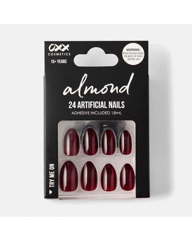 OXX Cosmetics 24 Pack Artificial Nails with Adhesive - Almond Shape,