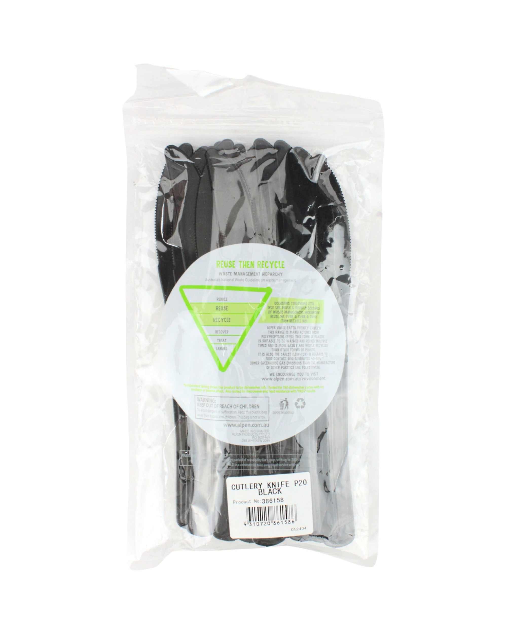 3 Alpen Reusable Knives Pack of 20 - Black - Black, 3 of 3