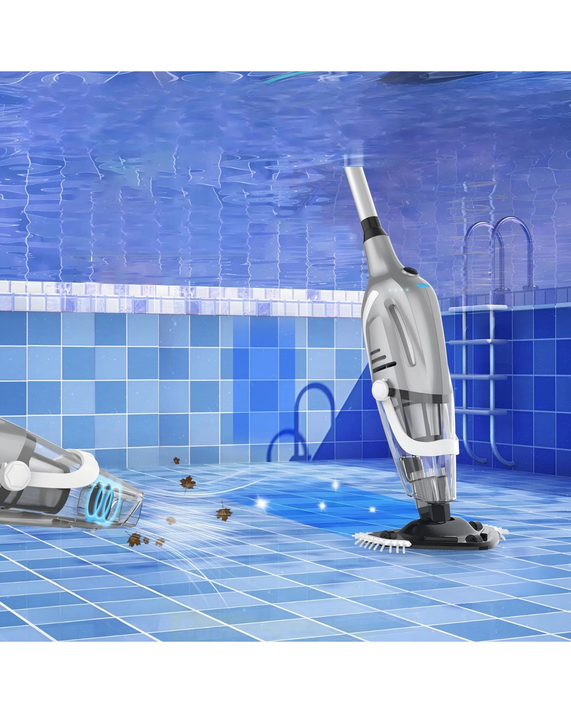 Advwin Rechargeable Pool Vacuum Cleaner 120L/min Flow Rate - Grey - Kmart