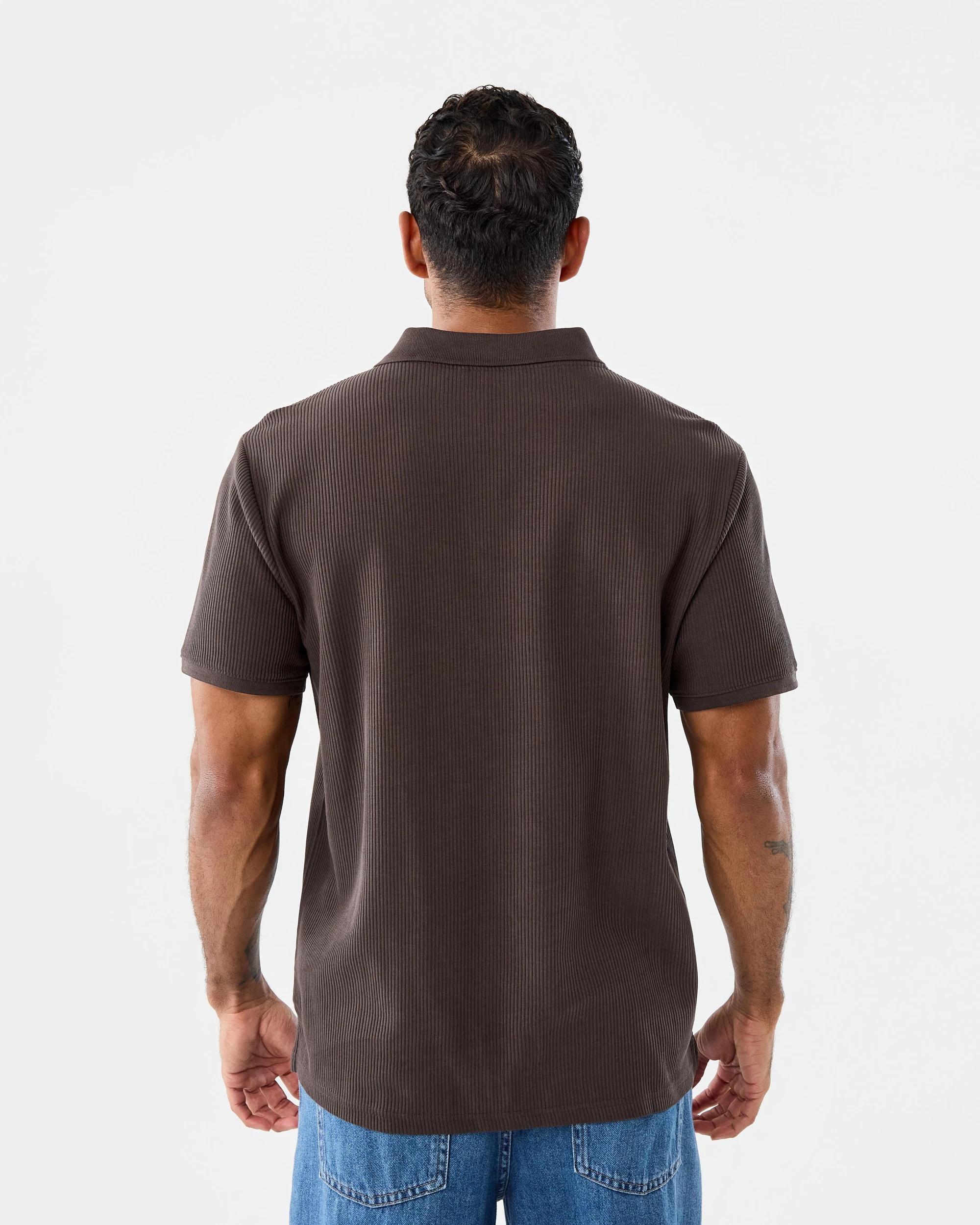 3 Ribbed Polo Shirt Brn Mulch, 3 of 7