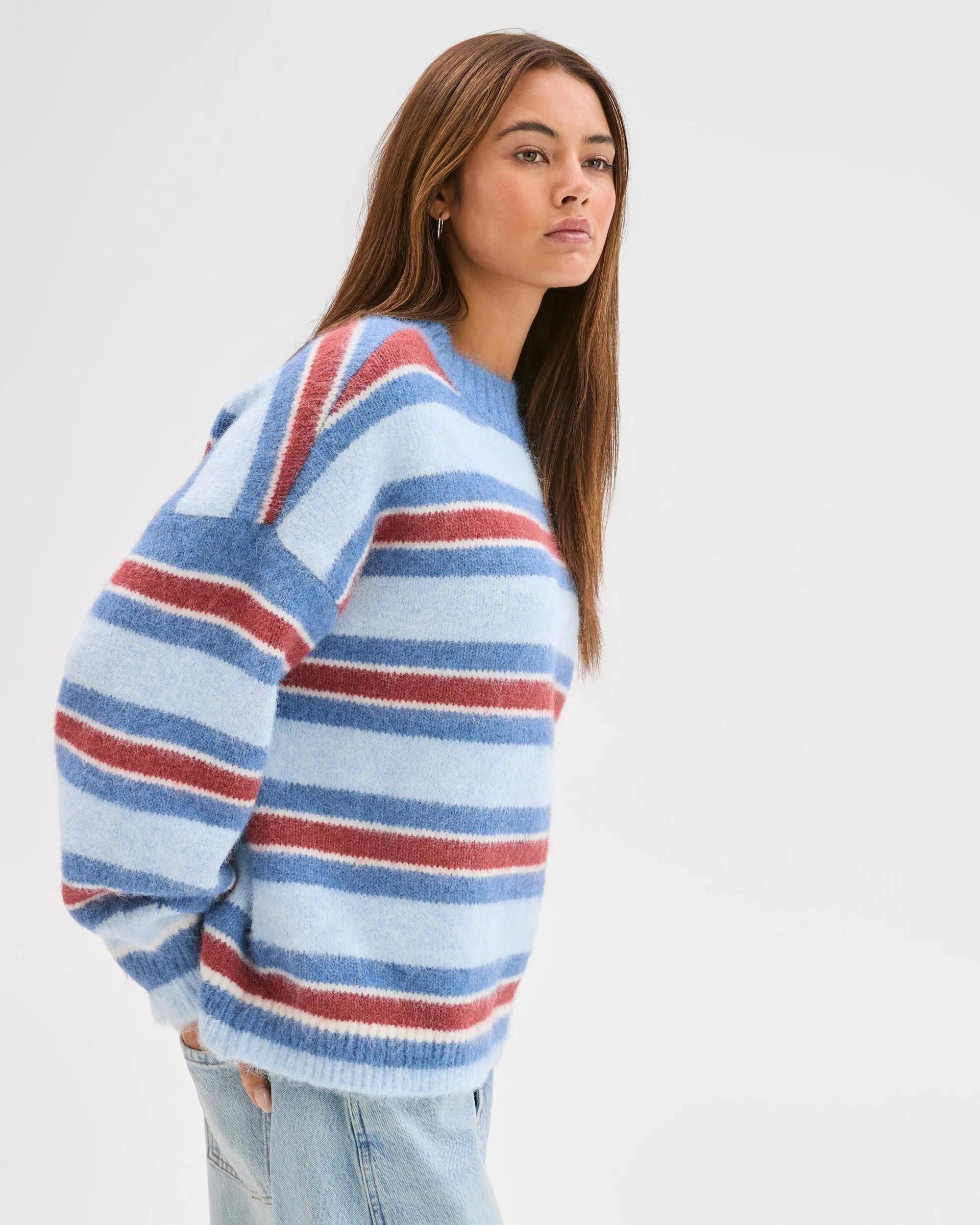 5 Lily Loves Stripe Knit Pullover Jumper MULBERRY, 5 of 8