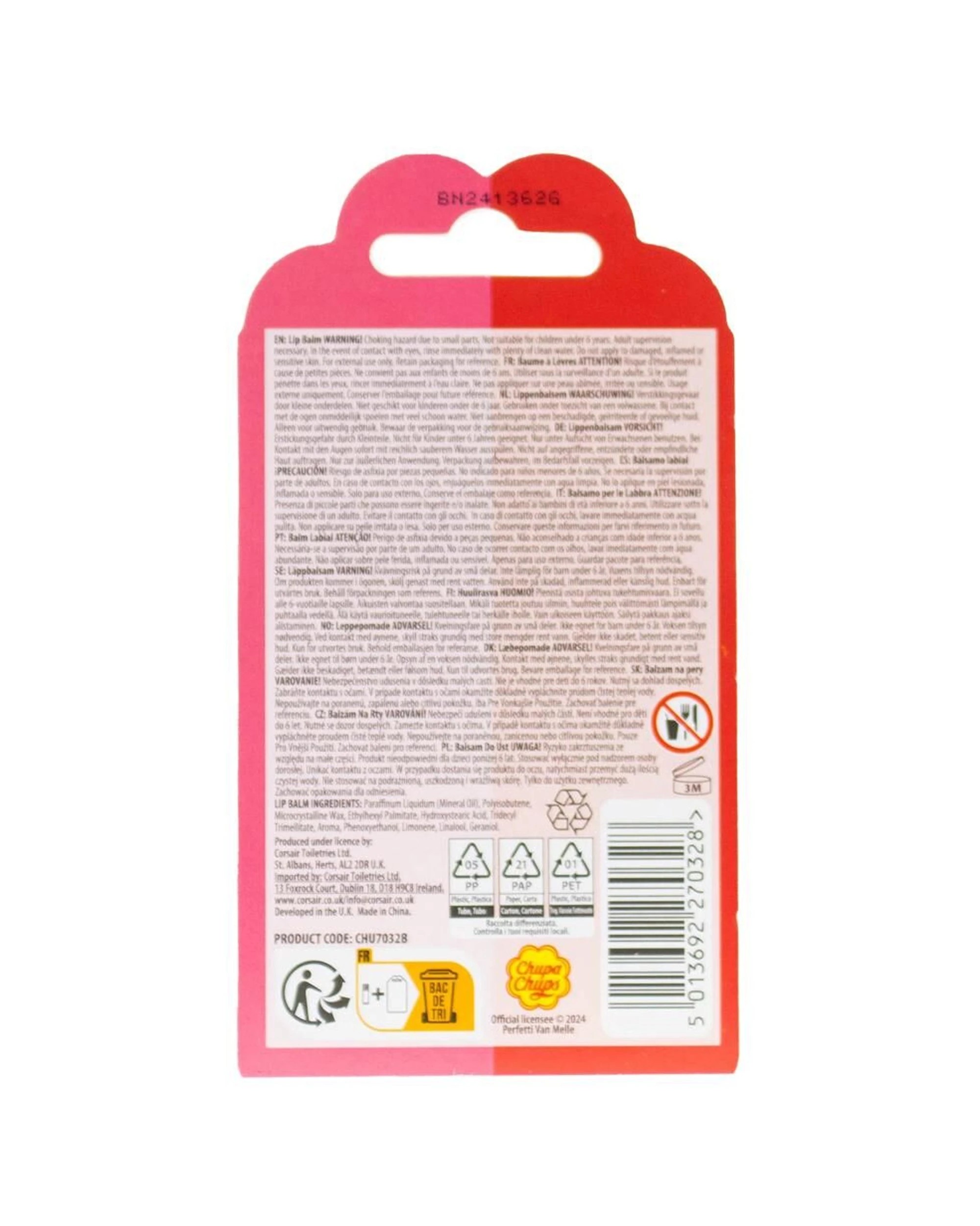 3 Chupa Chups 6x 2pc Lip Balm Watermelon Mix and Pulp Pack Set - Pink, 3 of 3