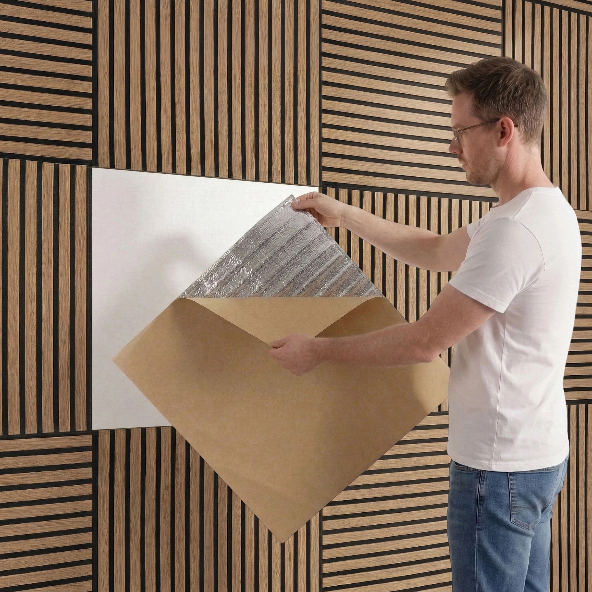 3 Artiss 10PCS Peel and Stick Wall Panels Tiles 68X68CM Self Adhesive for Home Office - Brown, 3 of 7