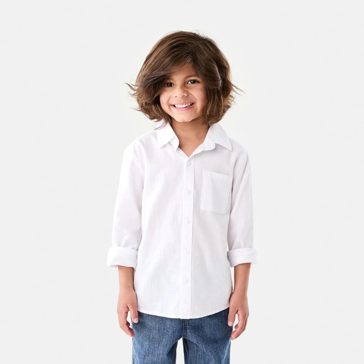 2 Long Sleeve Linen Shirt WHITE, 2 of 9