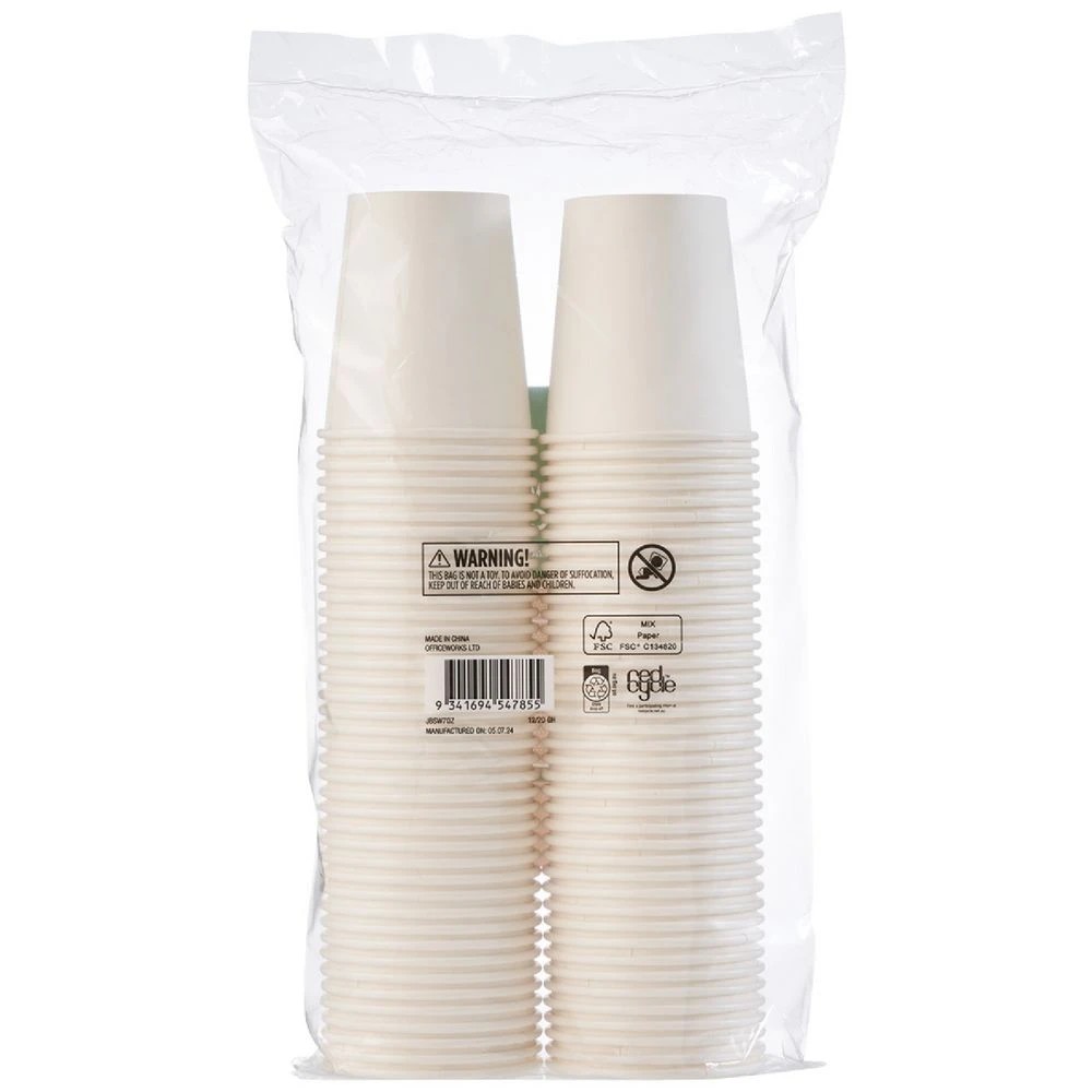 2 J.Burrows Lined Single Wall Paper Cups 80 Pack 198mL, 2 of 4