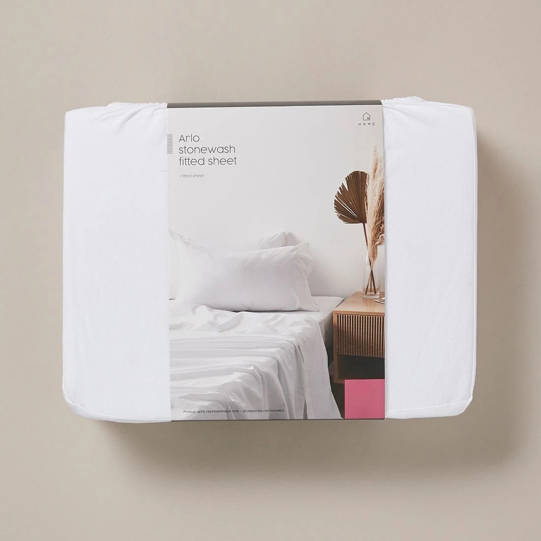 2 Arlo Stonewash Fitted Sheet - Queen Bed - White, 2 of 5