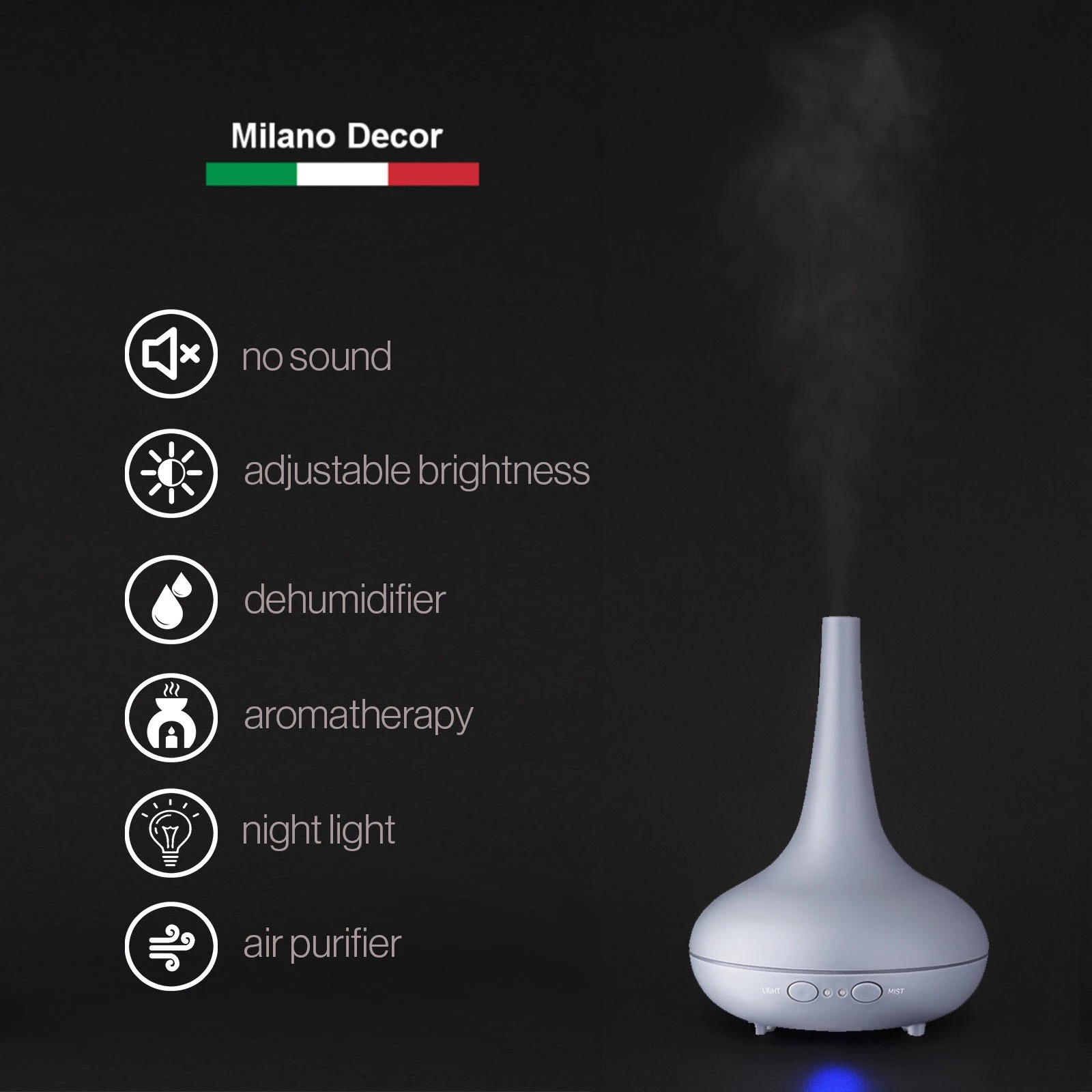 4 Essential Oil Diffuser Ultrasonic Humidifier Aromatherapy LED Light 200ML 3 - Grey, 4 of 4