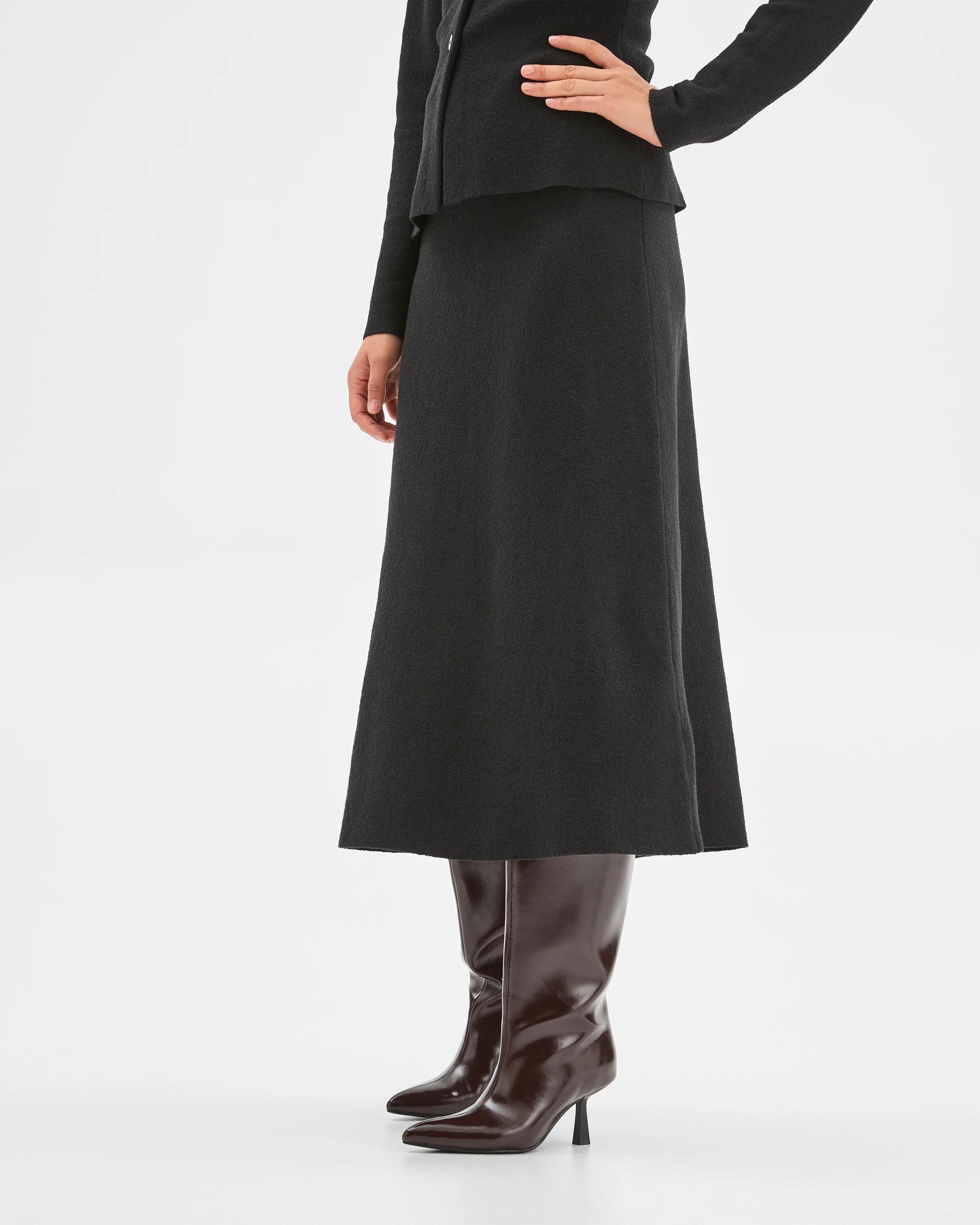 4 Preview Boucle Knit Midi Skirt BLACK, 4 of 6