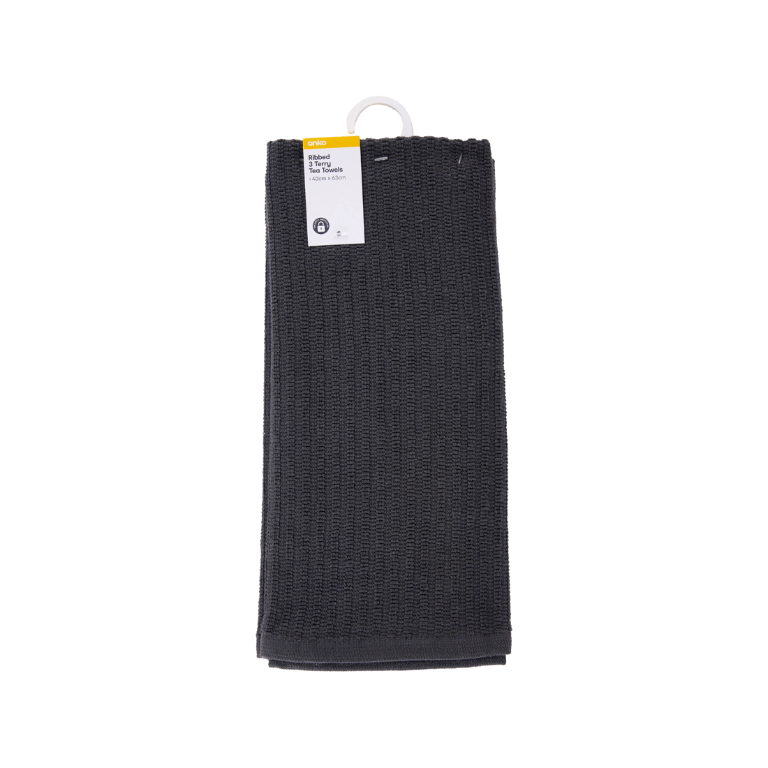 4 3 Pack Ribbed Grey Terry Tea Towels, 4 of 6