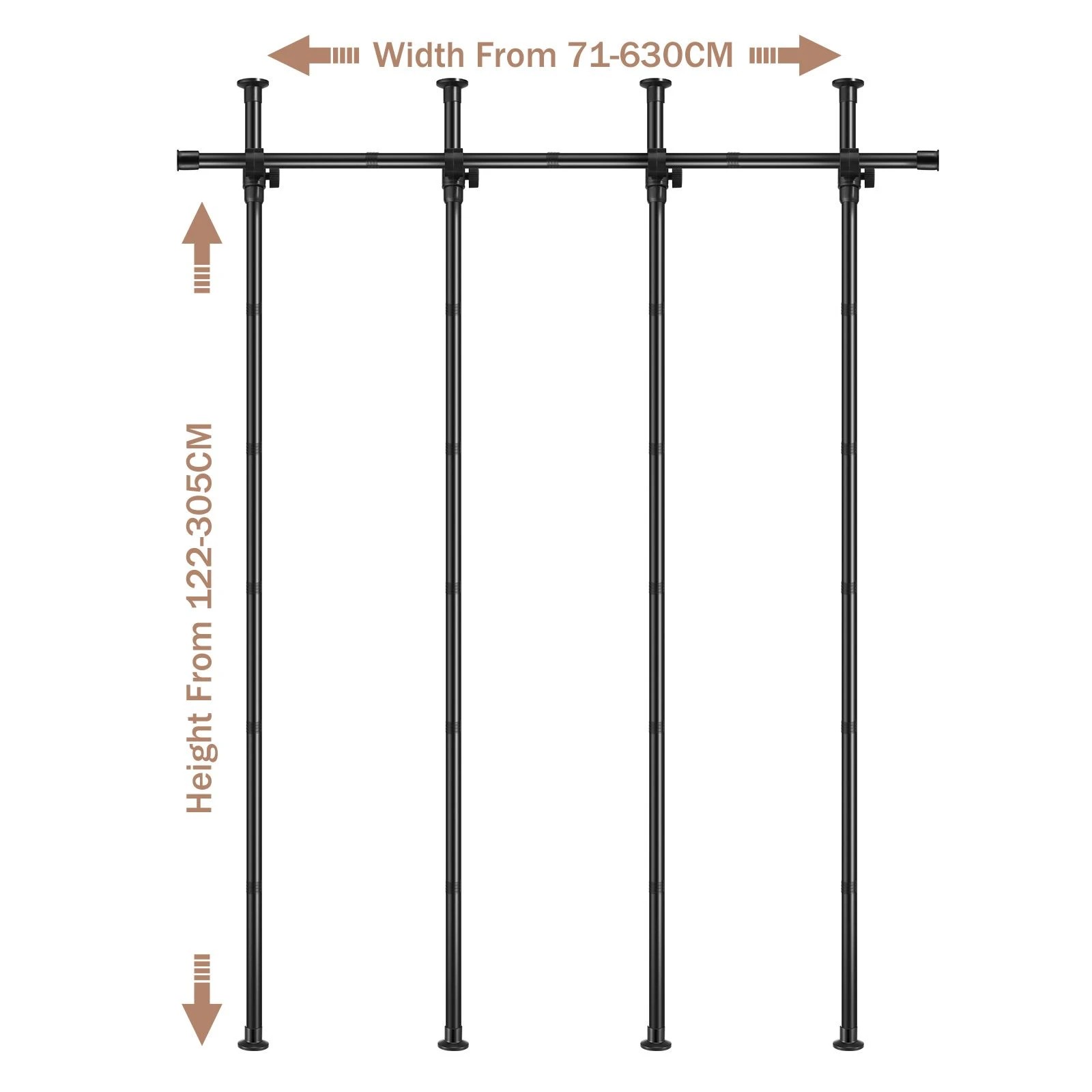 3 Ausway No Drill Room Divider Curtain Rod Kit Floor to Ceiling Adjustable, 3 of 7