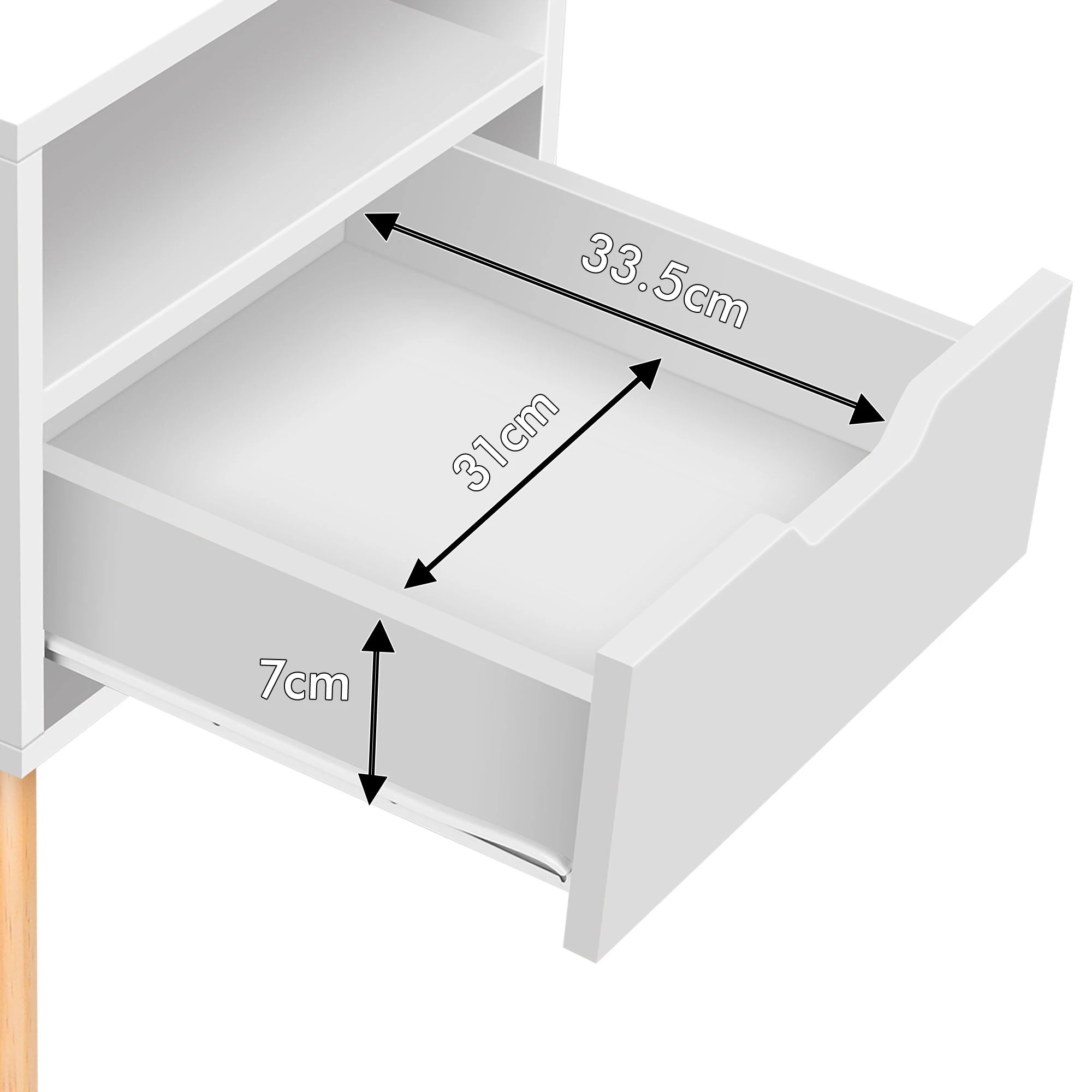 8 Alfordson Bedside Table Nightstand Side Storage Cabinet Scandinavian - White, 8 of 10