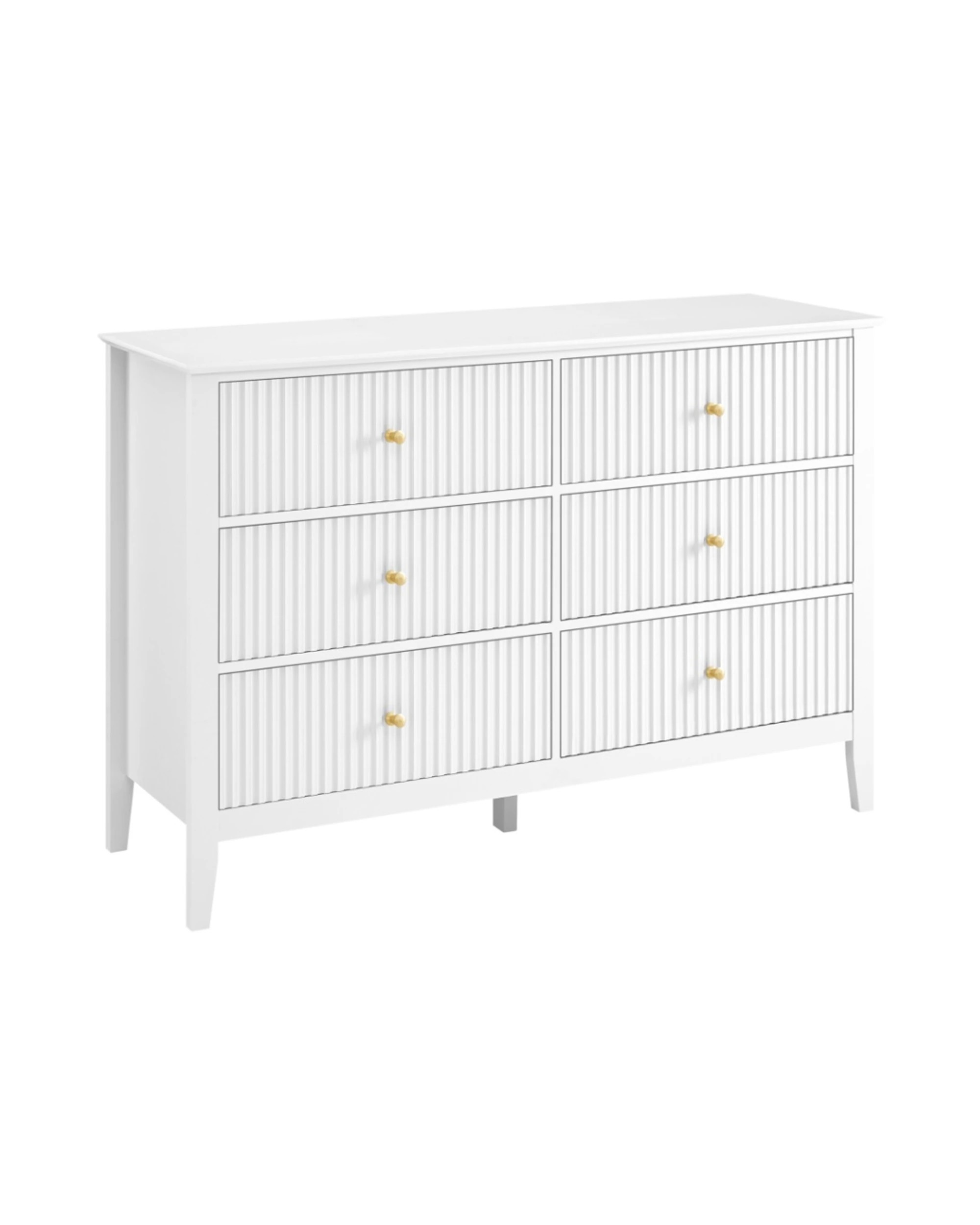 1 Alpine Bay Zara Fluted 6 drawer chest 120cm - White, 1 of 6