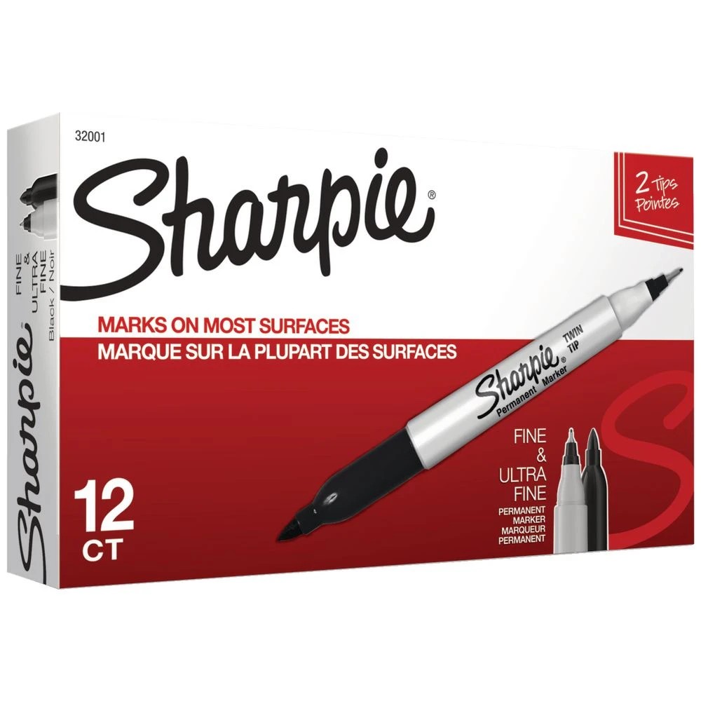 6 Sharpie Twin Tip Permanent Markers Black 12 Pack, 6 of 6
