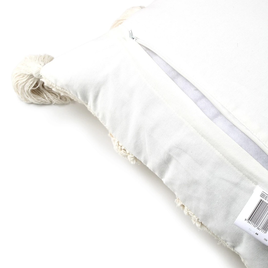 4 43cm Tufted Tassel Cushion - White, 4 of 4