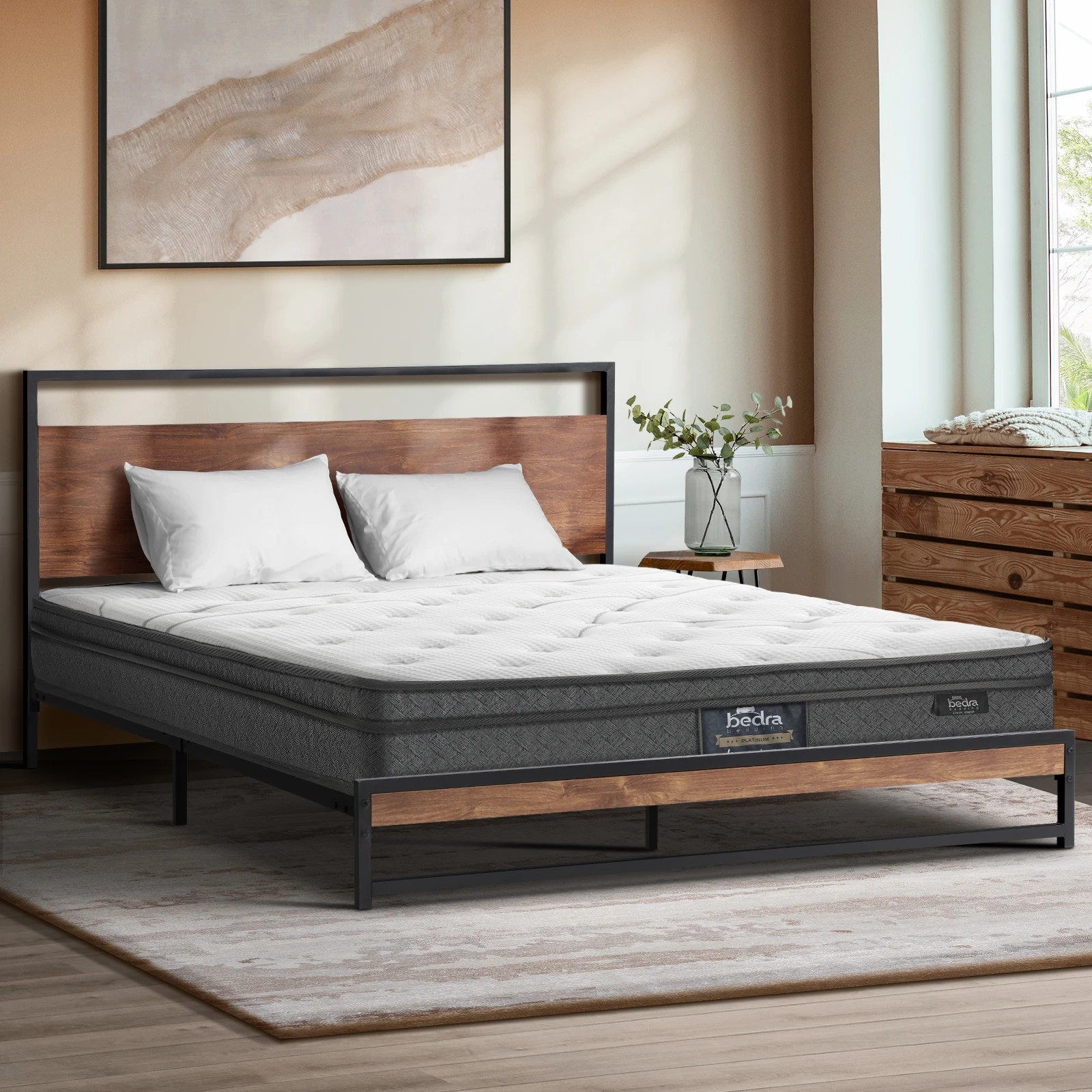 3 Bedra Bedding Queen Mattress Bonnell Spring Tight Top Bed Medium Firm 21cm
 - Multi, 3 of 10