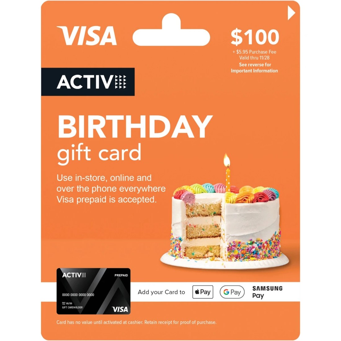 1 Activ VISA $100 Birthday Gift Card, 1 of 1