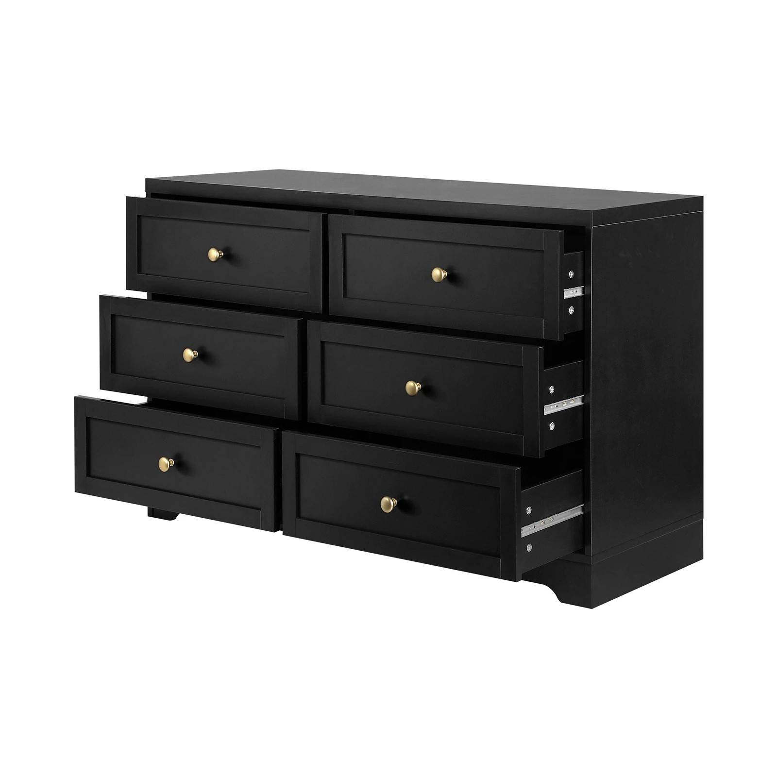 5 Oikiture 6 Chest of Drawers Lowboy Dresser Table Storage Cabinet - Black, 5 of 9
