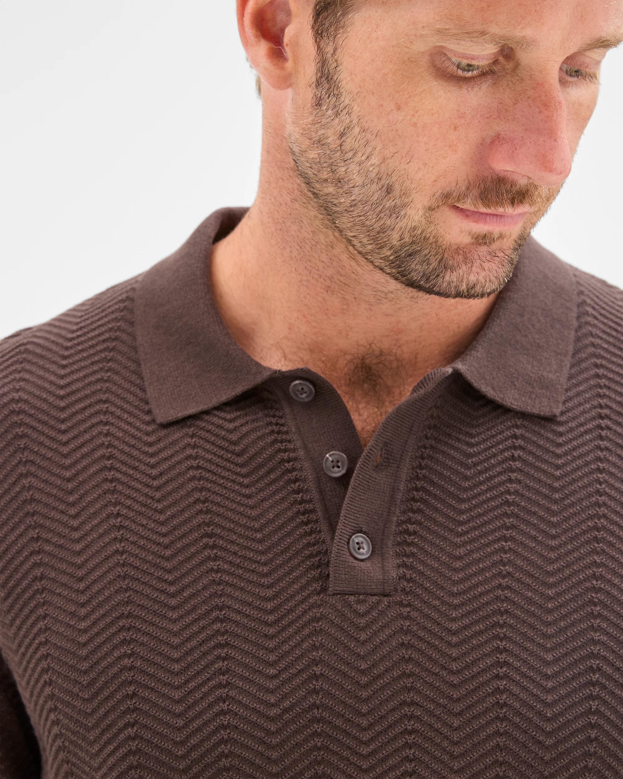 5 Preview Australian Cotton Knit Polo Top CHOC TORTE, 5 of 6
