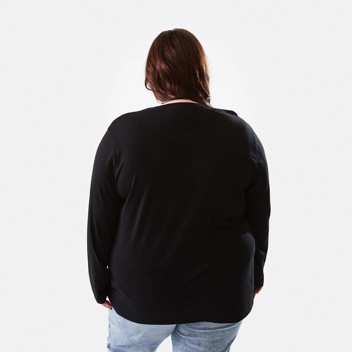 3 Curve Long Sleeve Cotton T-shirt Black, 3 of 5