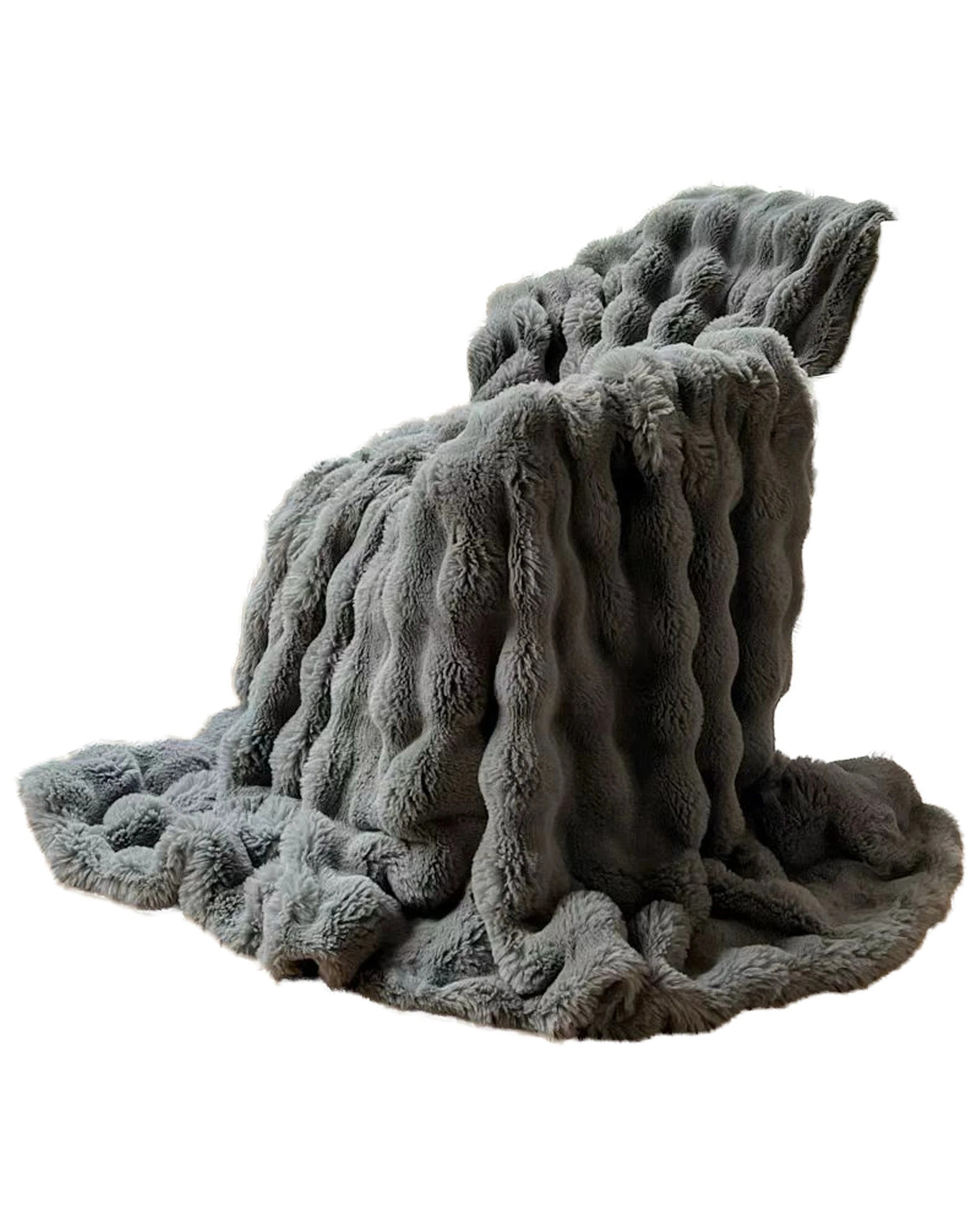 1 Cotton More Faux Fur Winter Blanket Throw 160x200cm Dark - Grey, 1 of 5