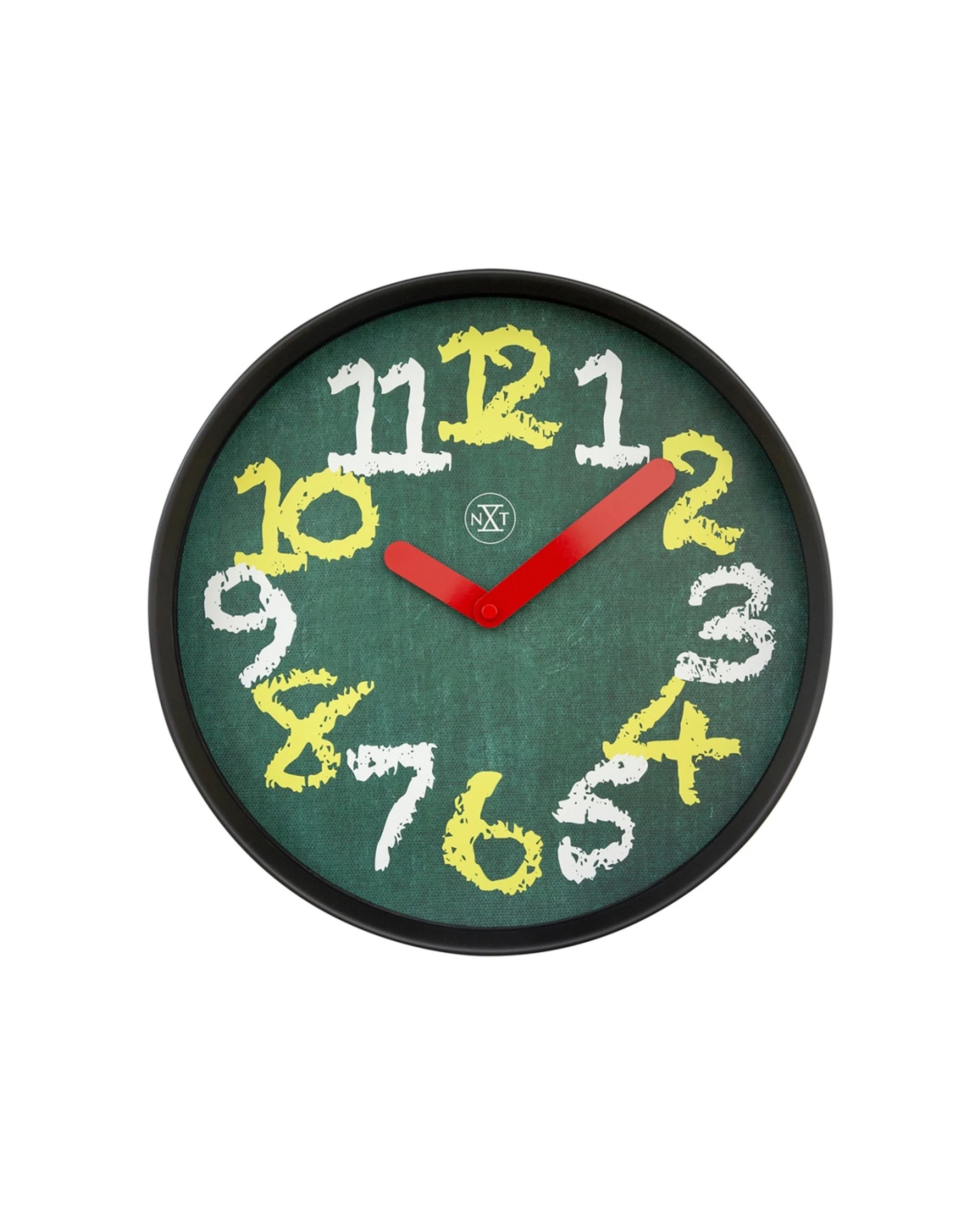 1 NexTime 30cm Wall Clock - Large Numbers Chalkboard Design - Green, 1 of 5