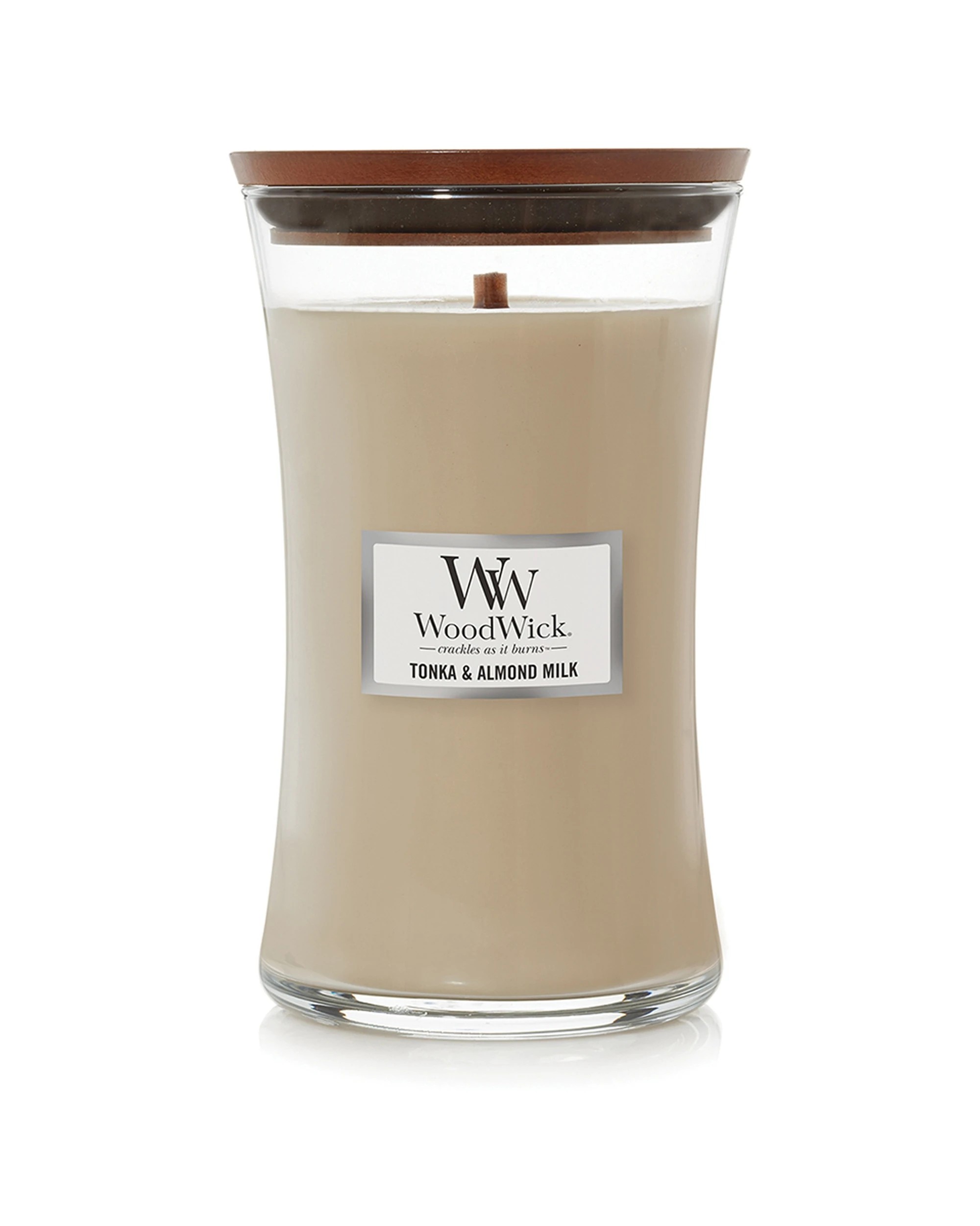 1 Woodwick Scented Soy Wax Candle Tonka & Almond Milk Scented Home Fragrance Large - Beige, 1 of 3