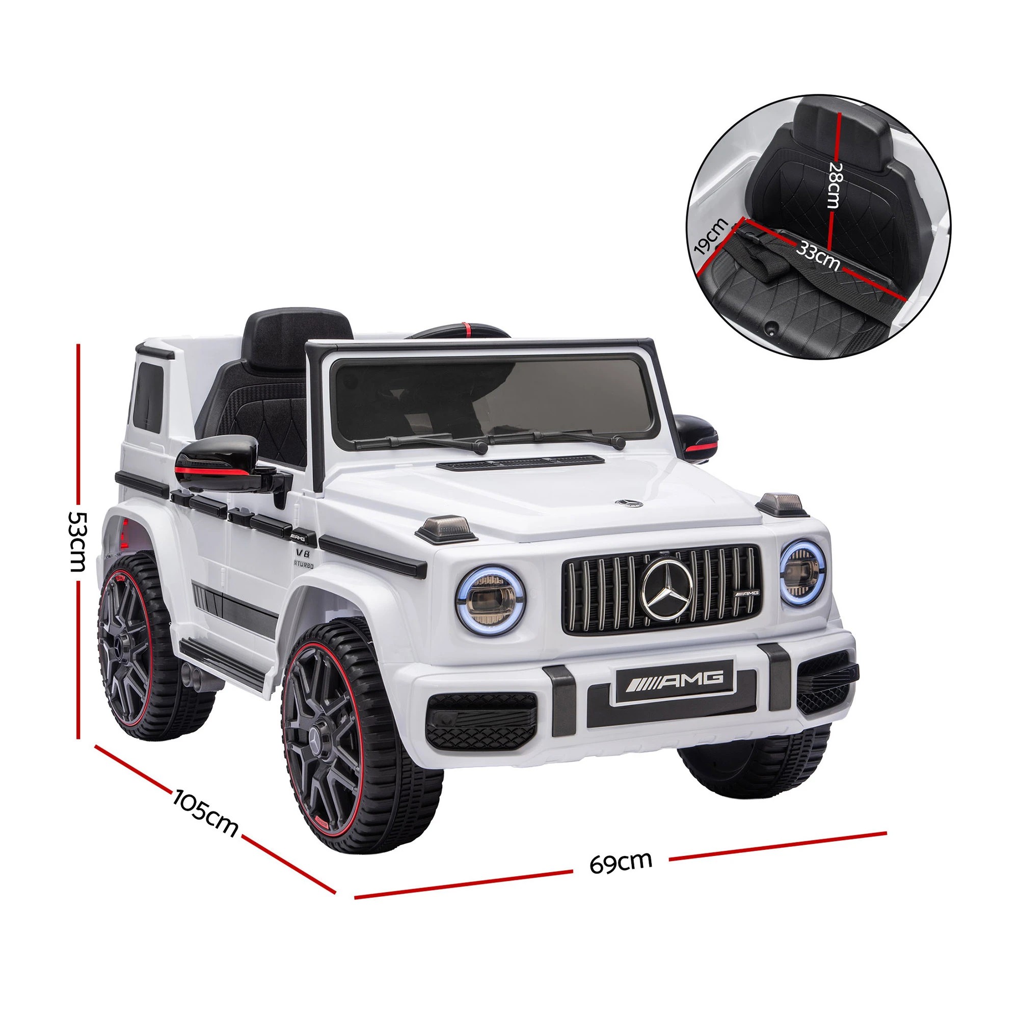 2 Mercedes-Benz 12V Kids Electric Ride On Car G63 Toy Cars Remote Control Horn Music - White, 2 of 5