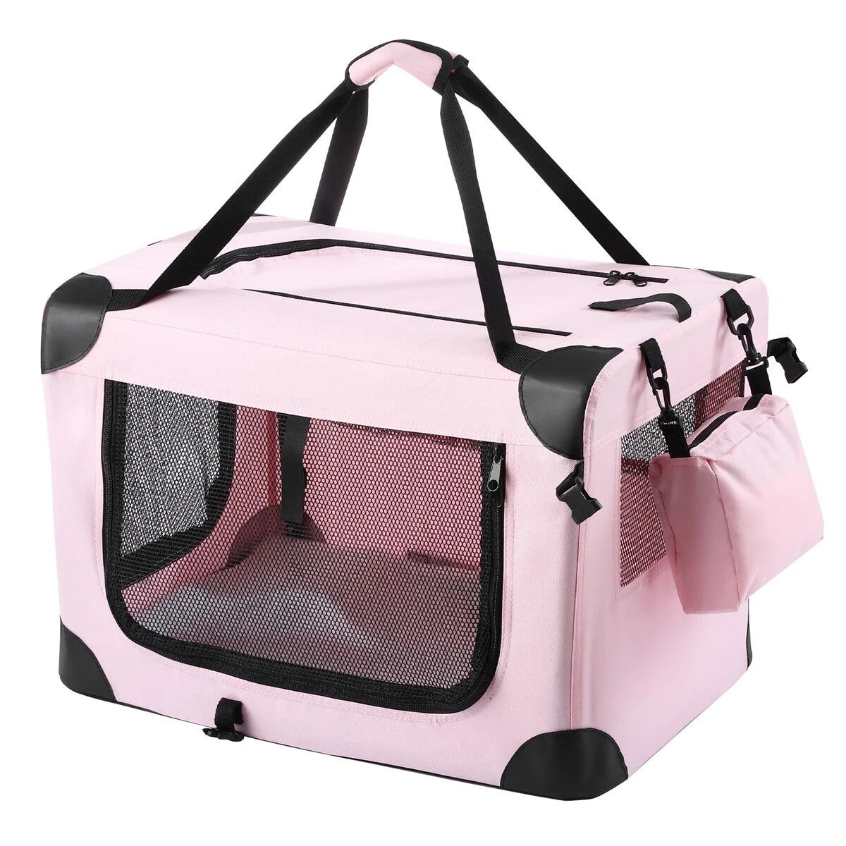 2 Pet Scene Dog Crate Kennel Soft Cat Travel Carrier Puppy Carry Bag Pink, 2 of 6