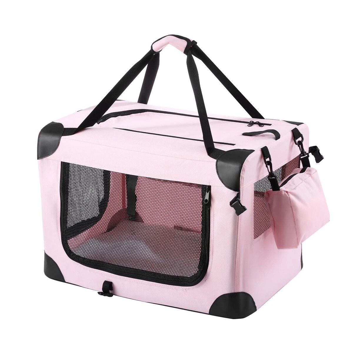 2 Pet Scene Soft Dog Crate Kennel Pet Cage Cat Travel Carrier Pink, 2 of 7